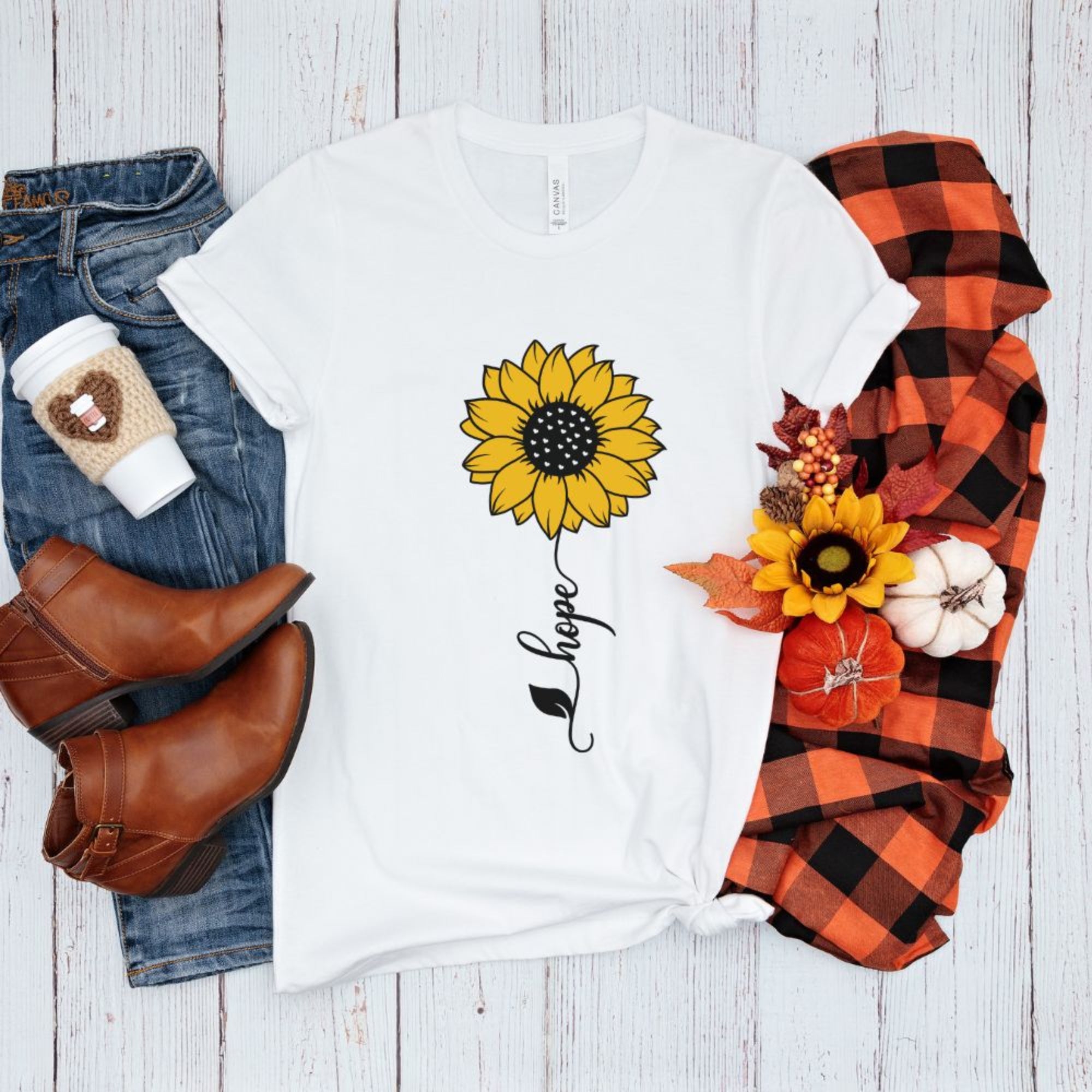 Hope Sunflower Vertical Jersey Short Sleeve T-Shirt - Jesus Passion Apparel