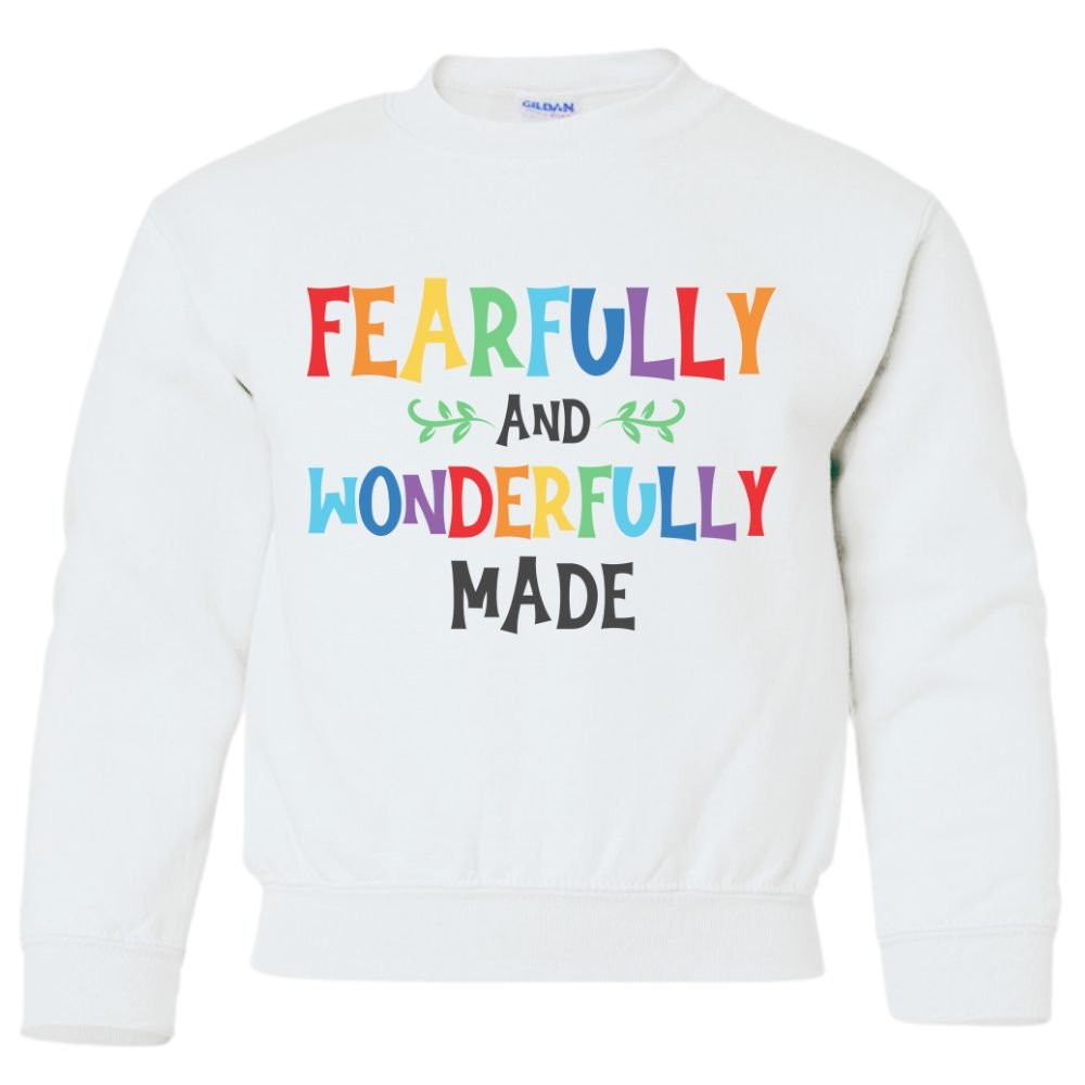 I am Fearfully Made Youth Crewneck Sweatshirt - Jesus Passion Apparel