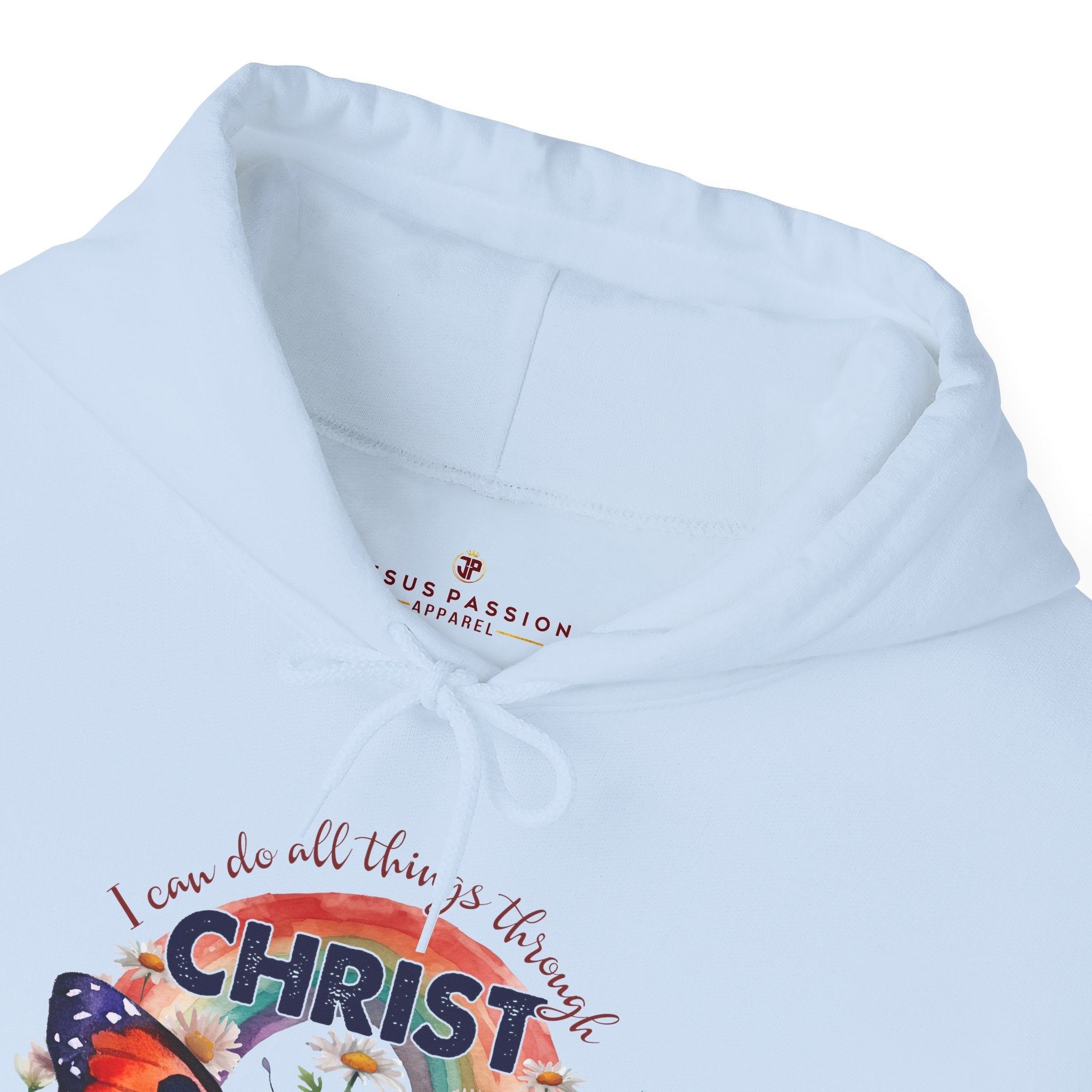I Can Do All Things Butterfly Unisex - Fit Hoodie - Light Blue / White - Jesus Passion Apparel