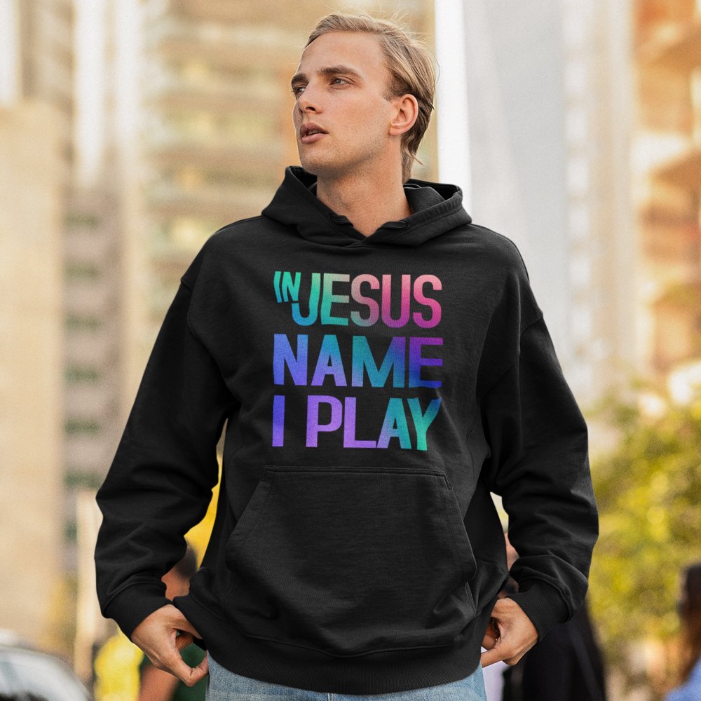 In Jesus Name I Play Electric Guitar Men's Heavy Blend™ Hoodie - Jesus Passion Apparel