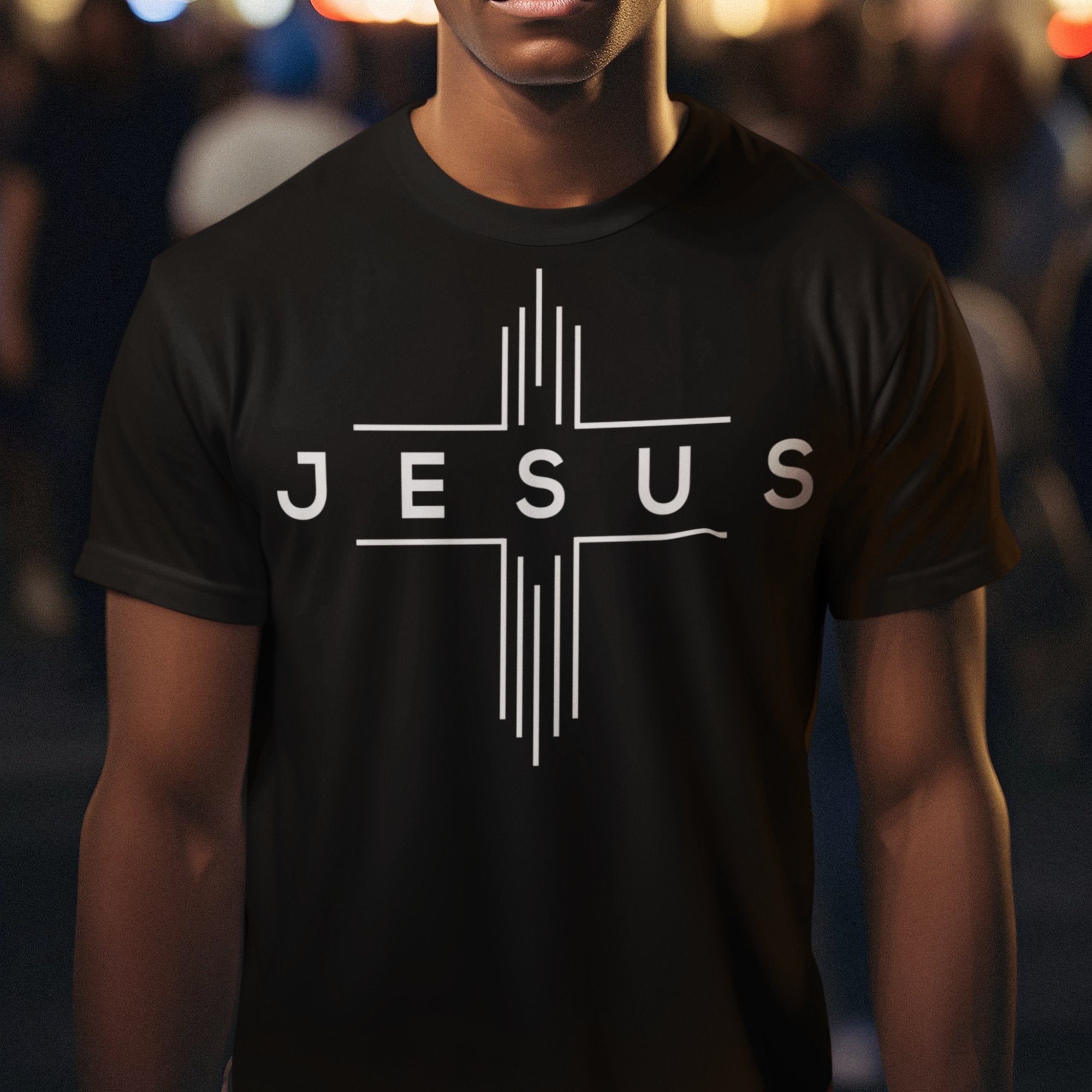 Jesus Cheveron Cross Men's Unisex Champion T-shirt - Black / Red - Matching Joggers Available - Jesus Passion Apparel