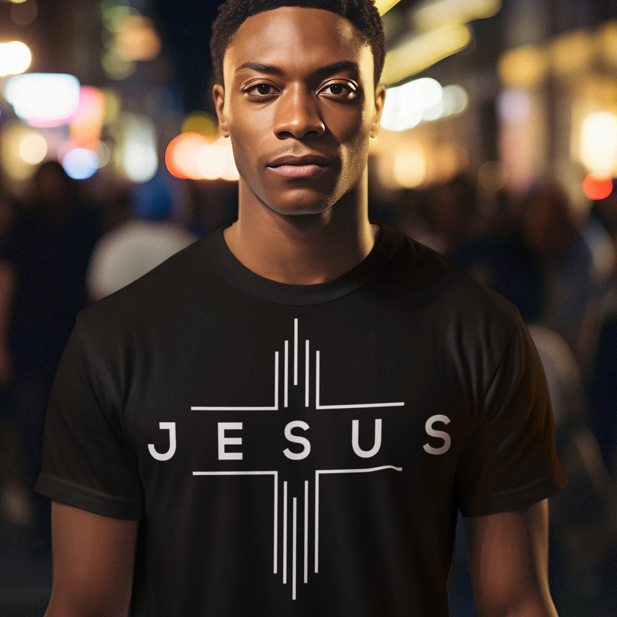 Jesus Cheveron Cross Men's Unisex Champion T-shirt - Black / Red - Matching Joggers Available - Jesus Passion Apparel