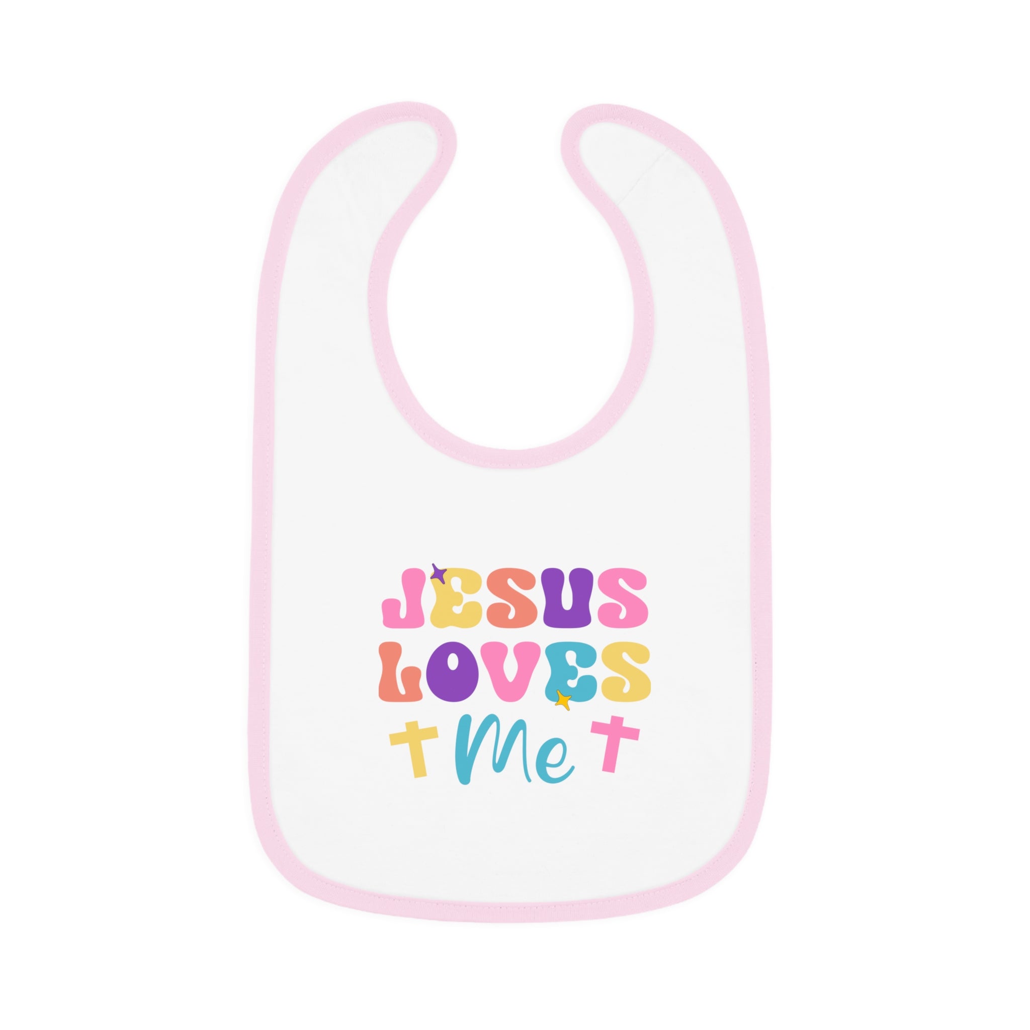 Jesus Loves Me Retro and Crosses Baby Jersey Bib - Jesus Passion Apparel