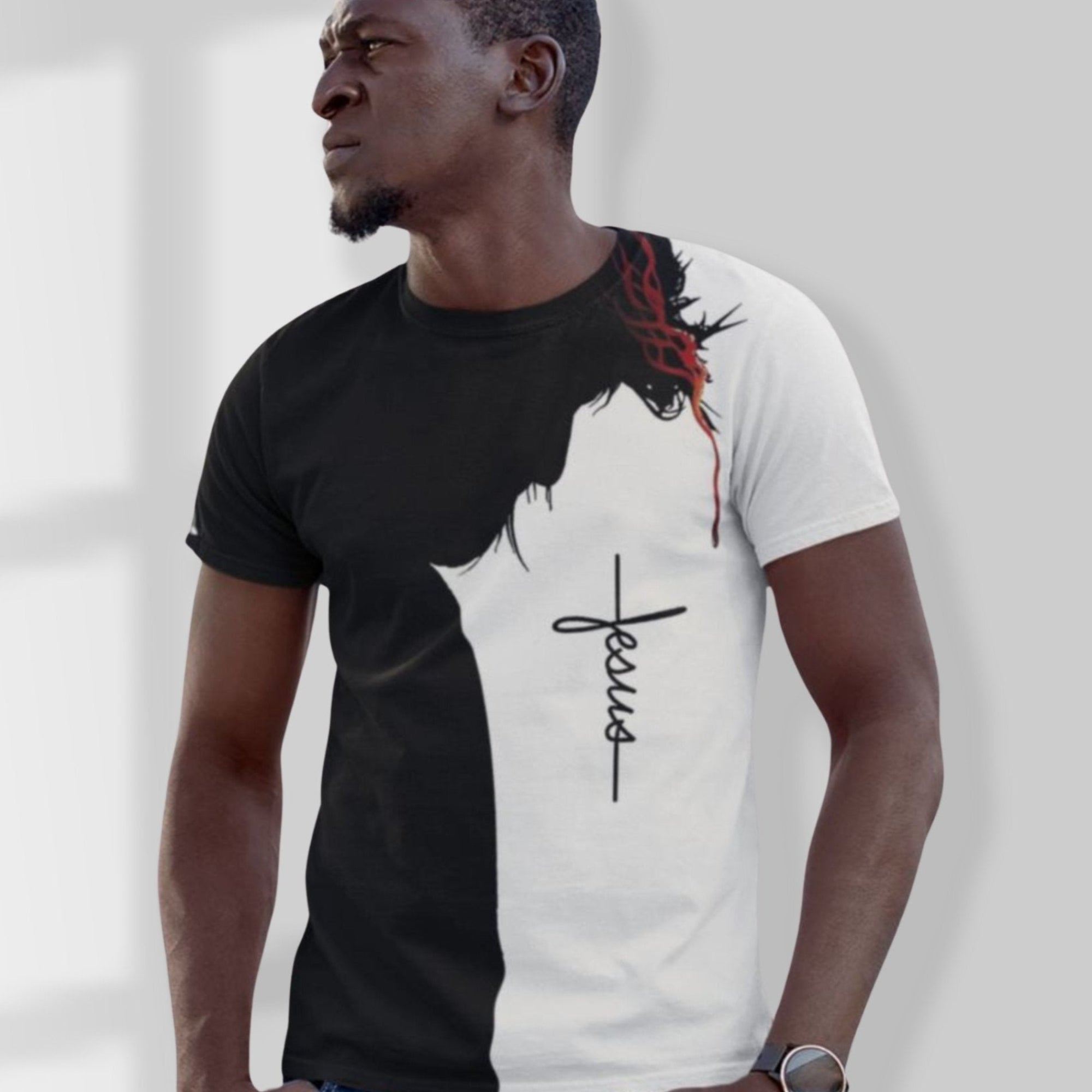 Jesus' Sacrifice Men's Handmade Crew Neck T-Shirt - Jesus Passion Apparel