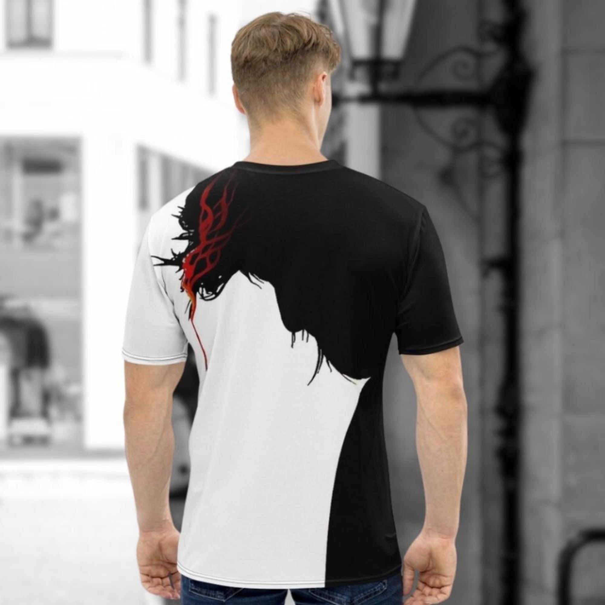 Jesus' Sacrifice Men's Handmade Crew Neck T-Shirt - Jesus Passion Apparel