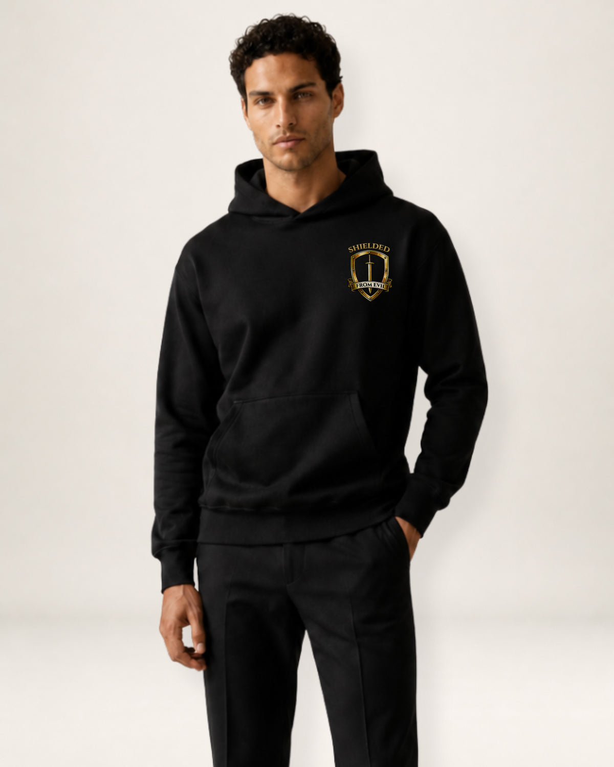 Back view of Shielded From Evil Hoodie.