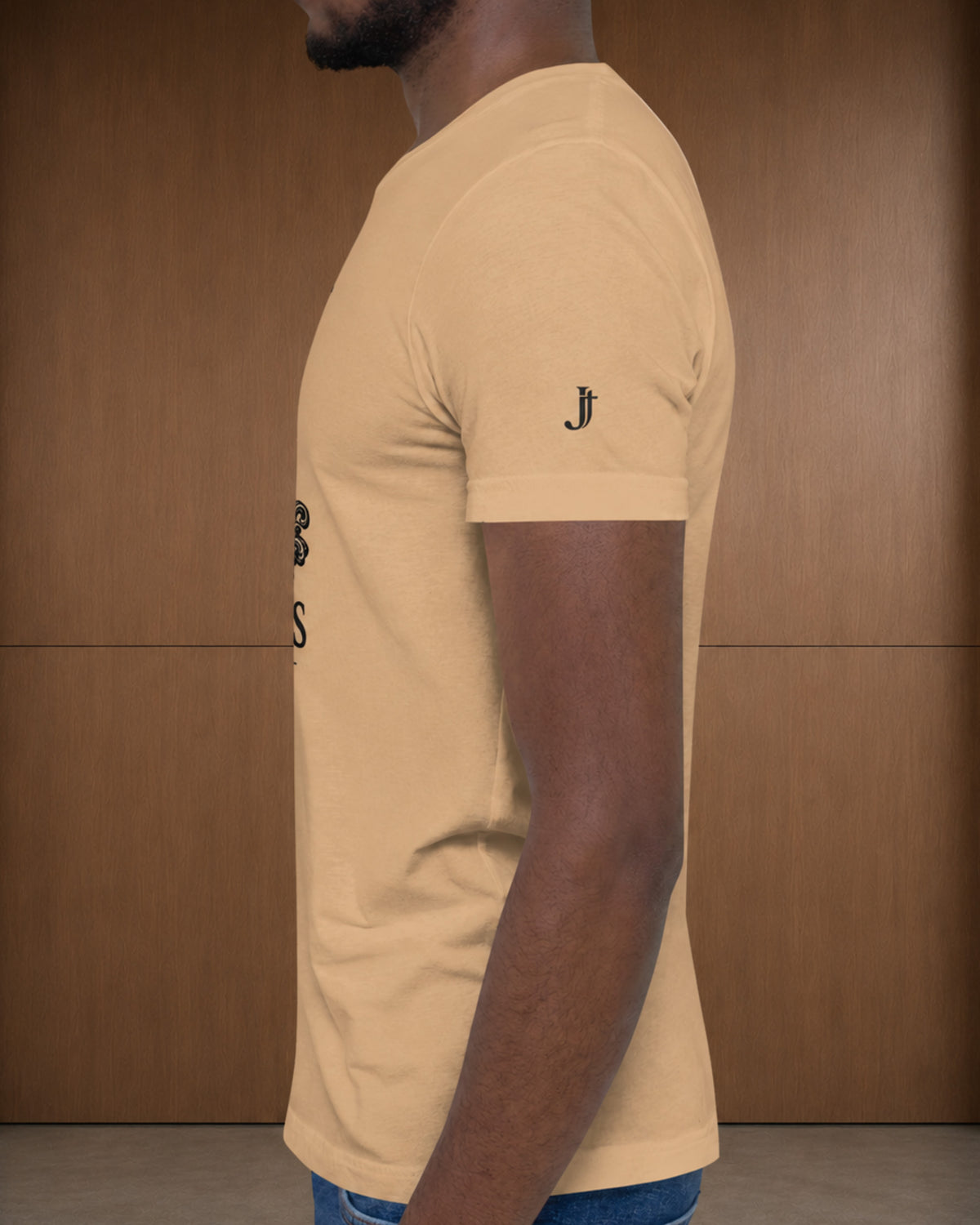 Sleeve and design detail of Strong & Courageous Tee.