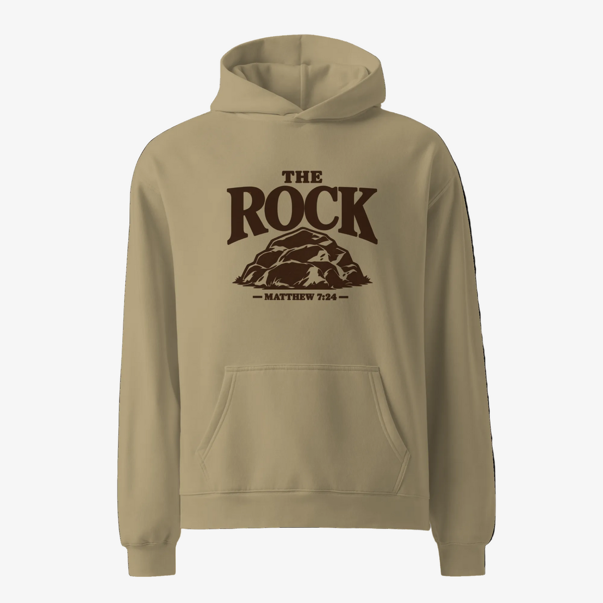 Front view of The Rock Hoodie.