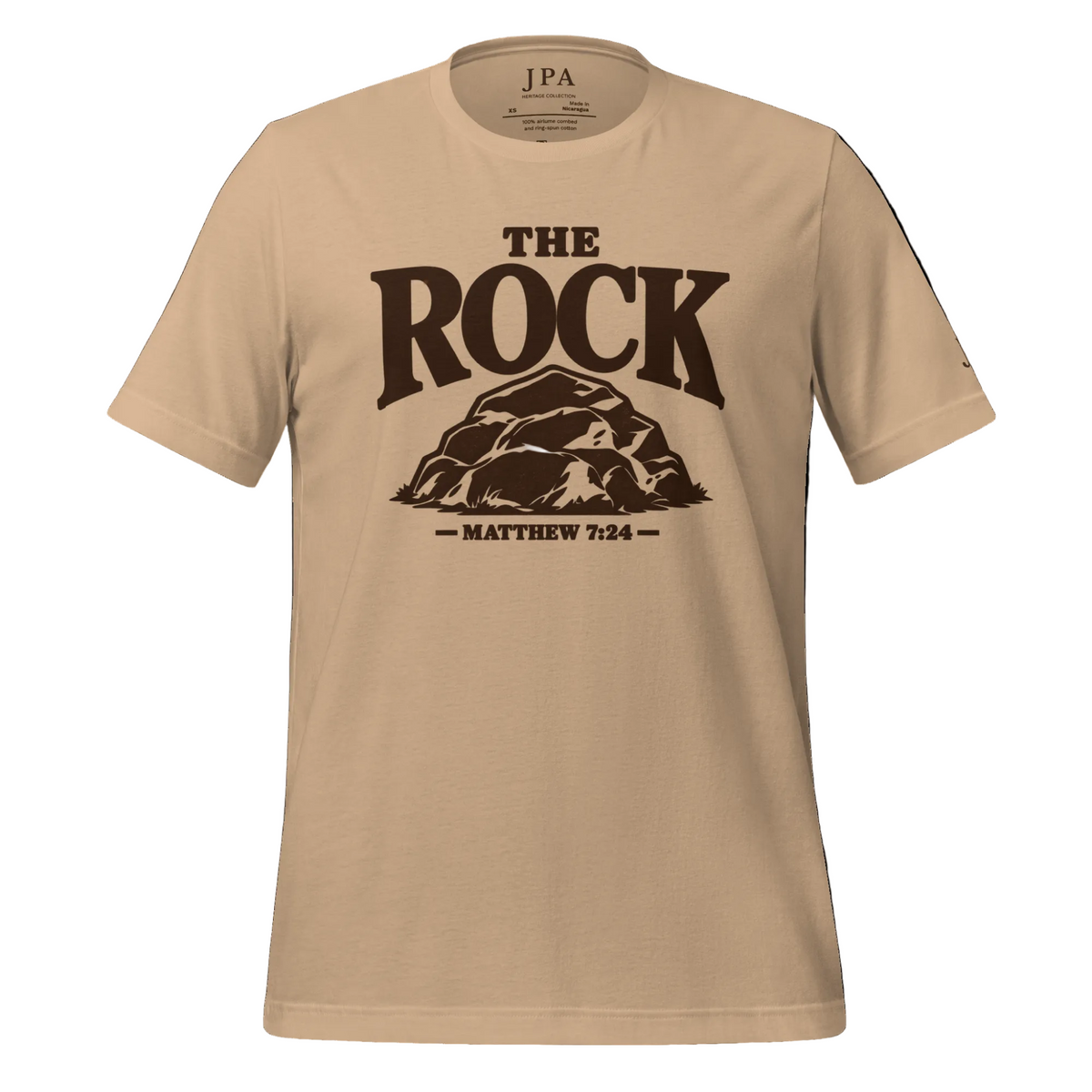 Front view of The Rock Tee.
