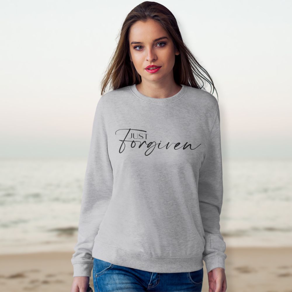 Just Forgiven Women's Fleece Unisex - Fit Sweatshirt White / Sport Grey - Jesus Passion Apparel