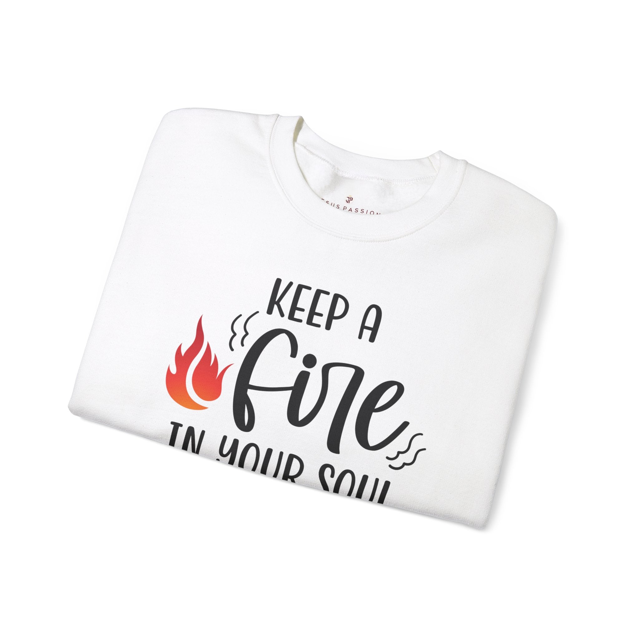 Keep a Fire and Grace Women's Fleece Unisex - Fit Sweatshirt Sand / White - Jesus Passion Apparel