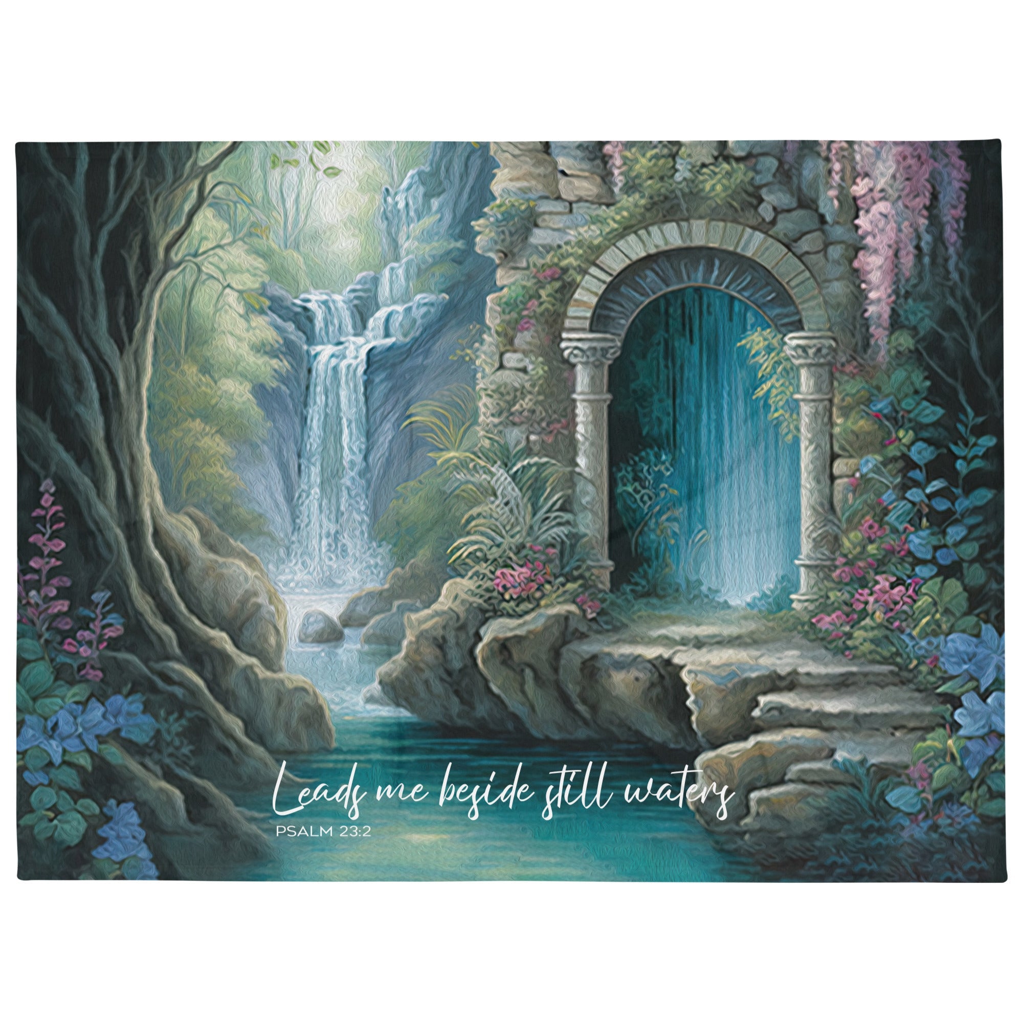 Leads Me Beside Still Waters Throw Blanket - 2 Sizes - Jesus Passion Apparel