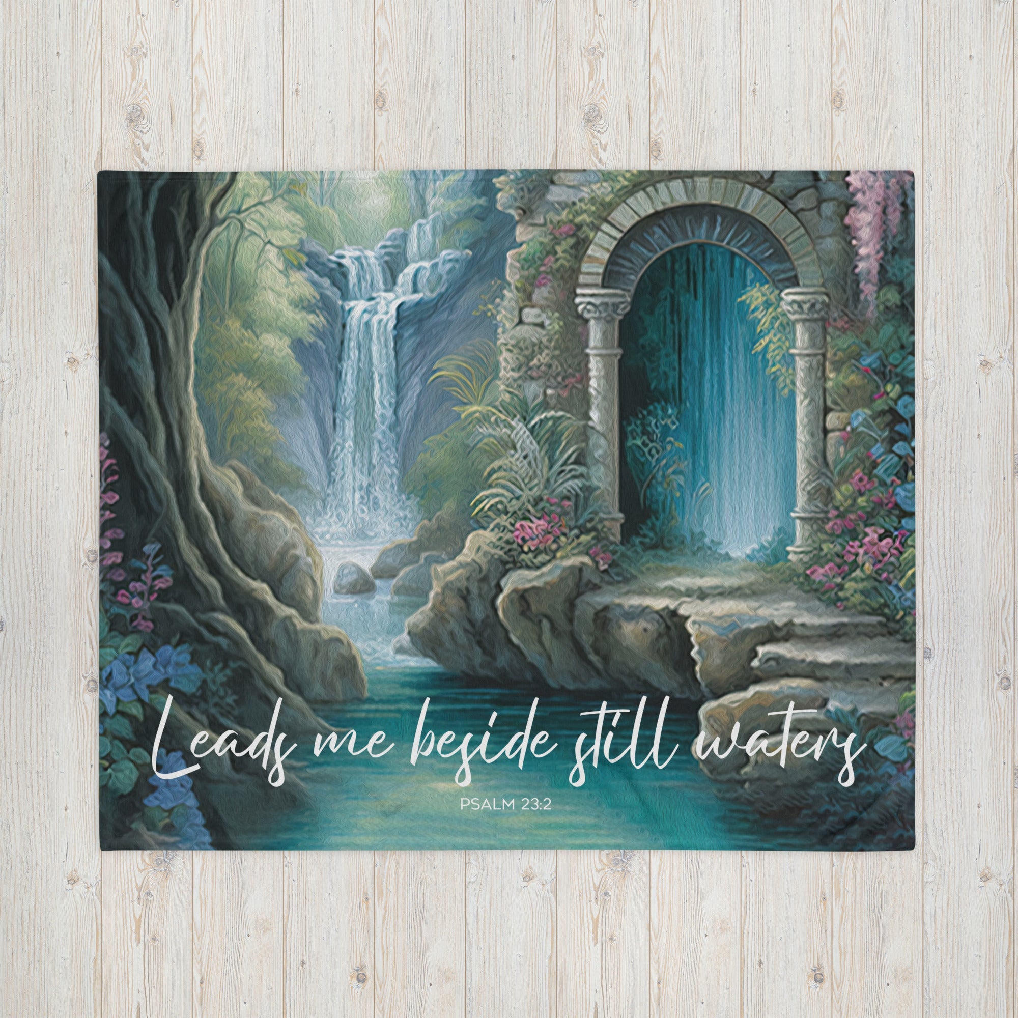 Leads Me Beside Still Waters Throw Blanket - 2 Sizes - Jesus Passion Apparel