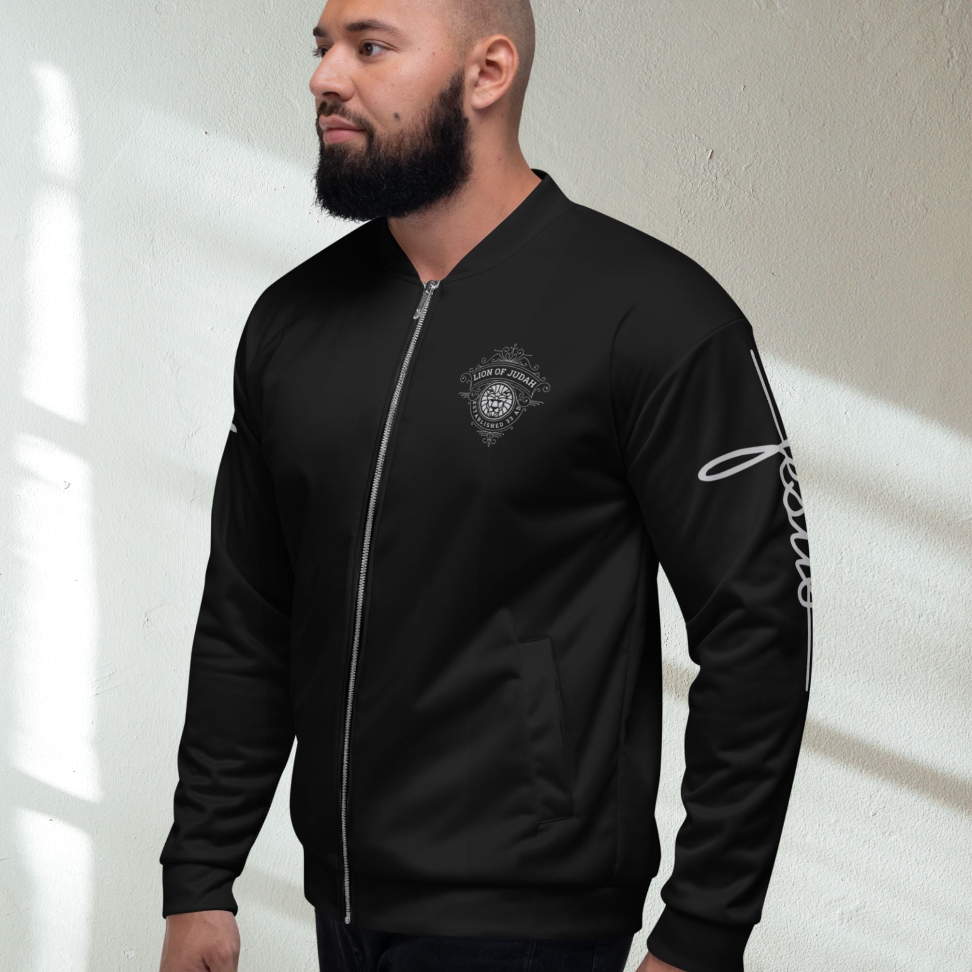 Lion of Judah Men's Black Bomber Jacket - Jesus Passion Apparel