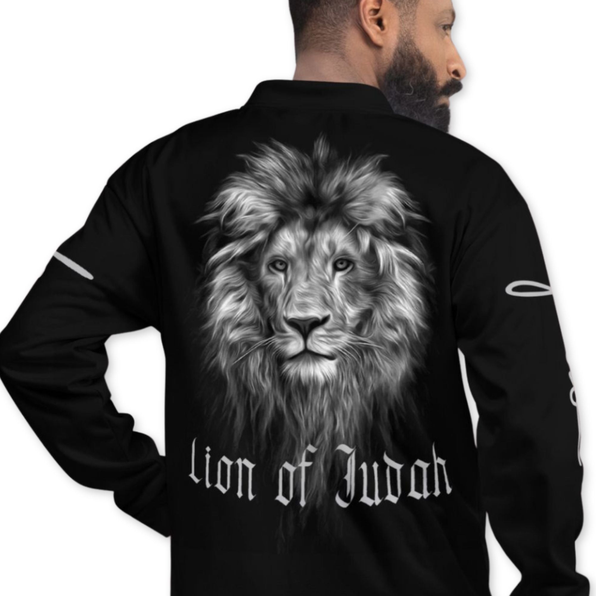 Lion of Judah Men's Black Bomber Jacket - Jesus Passion Apparel