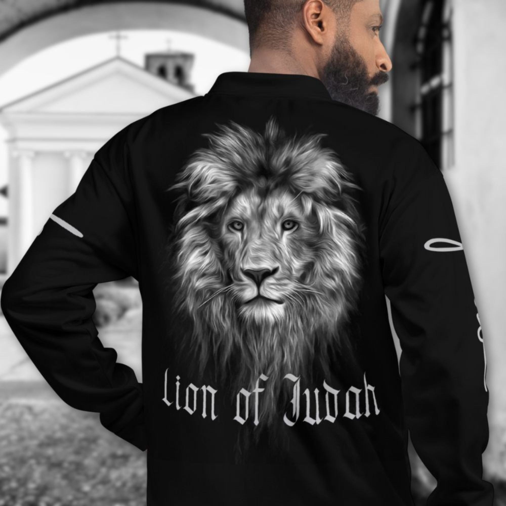 Lion of Judah Men's Black Bomber Jacket - Jesus Passion Apparel