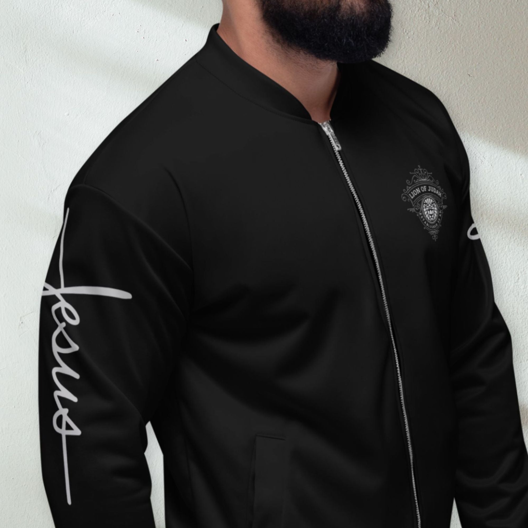Lion of Judah Men's Black Bomber Jacket - Jesus Passion Apparel