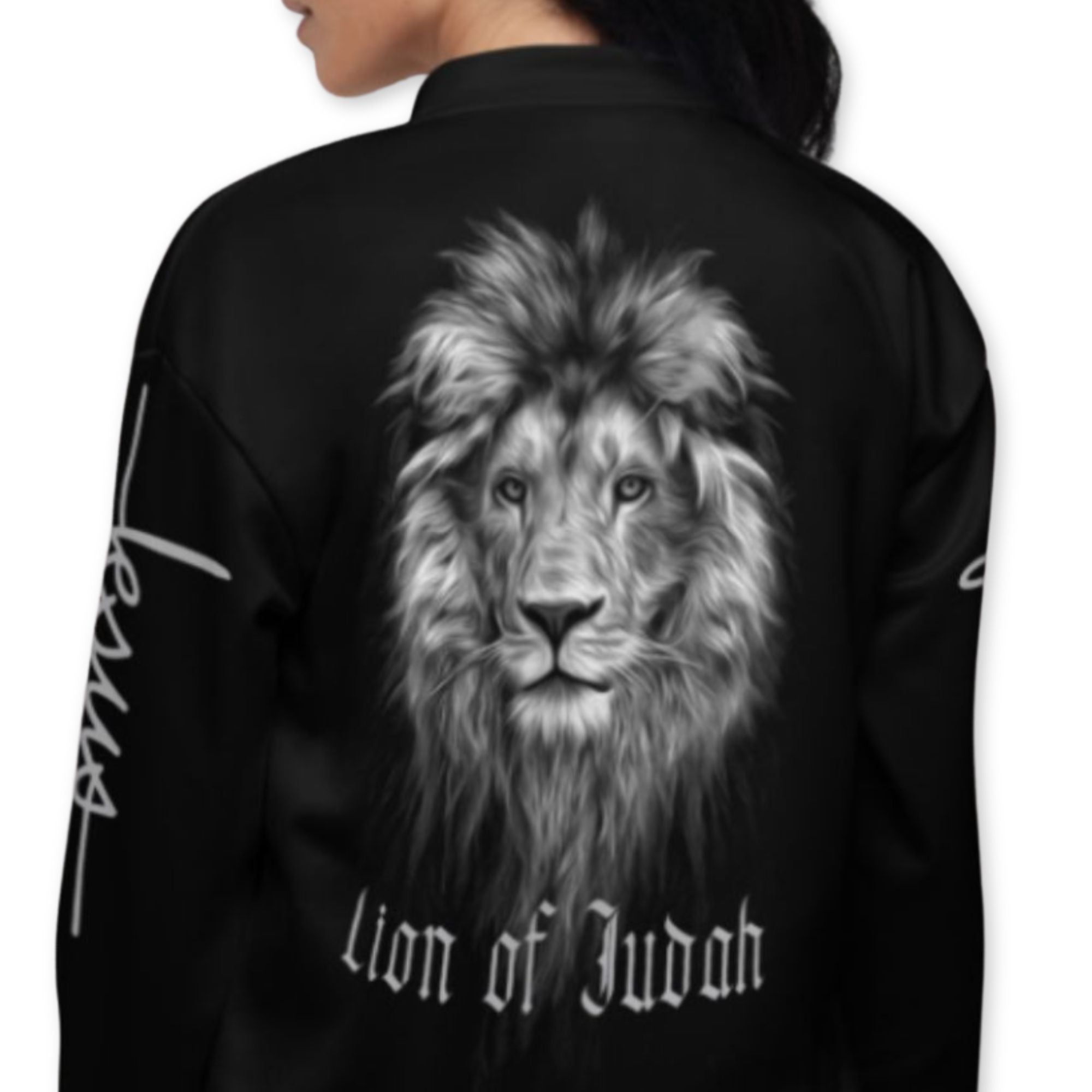 Lion of Judah Women's Black Bomber Jacket - Jesus Passion Apparel
