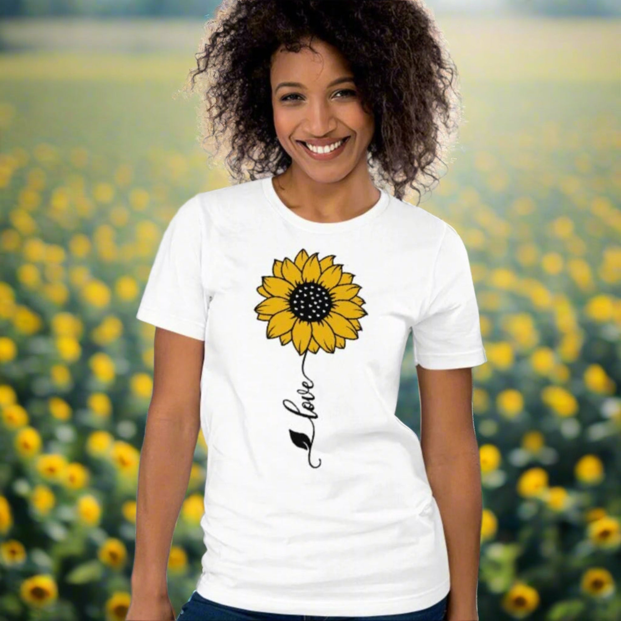 Love Sunflower Vertical Jersey Short Sleeve T-Shirt - Jesus Passion Apparel