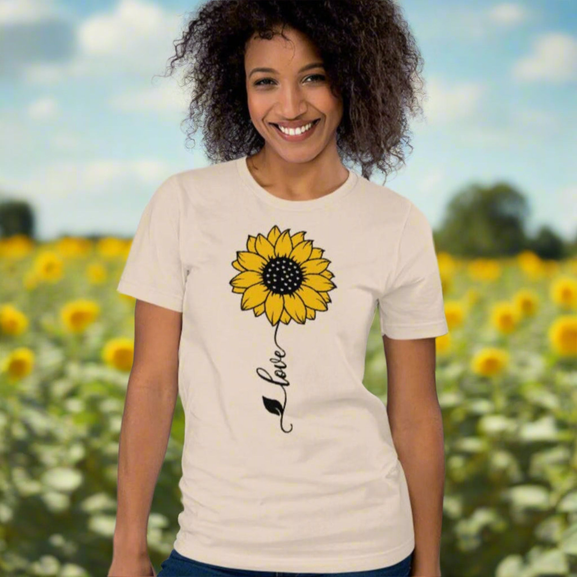 Love Sunflower Vertical Jersey Short Sleeve T-Shirt - Jesus Passion Apparel