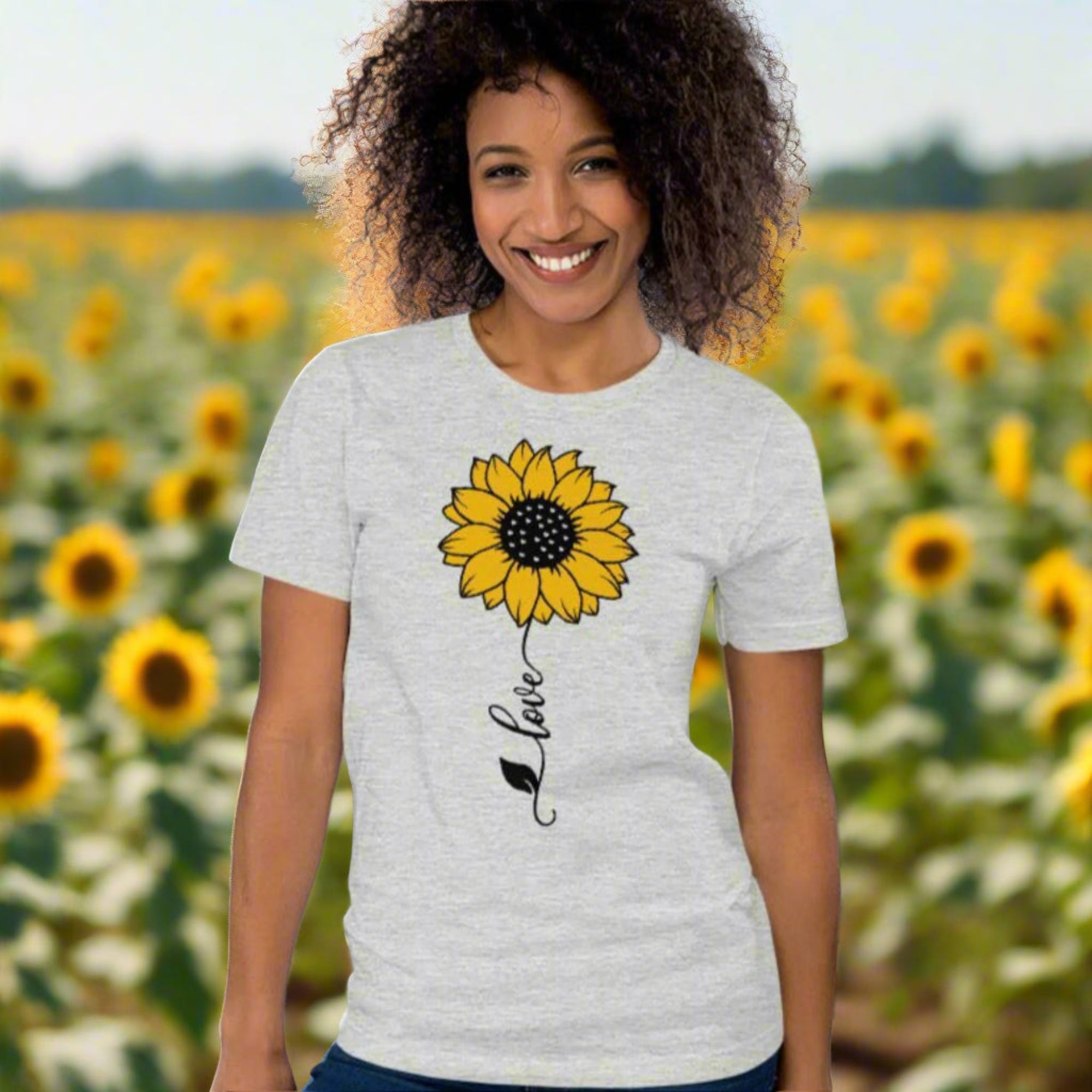 Love Sunflower Vertical Jersey Short Sleeve T-Shirt - Jesus Passion Apparel