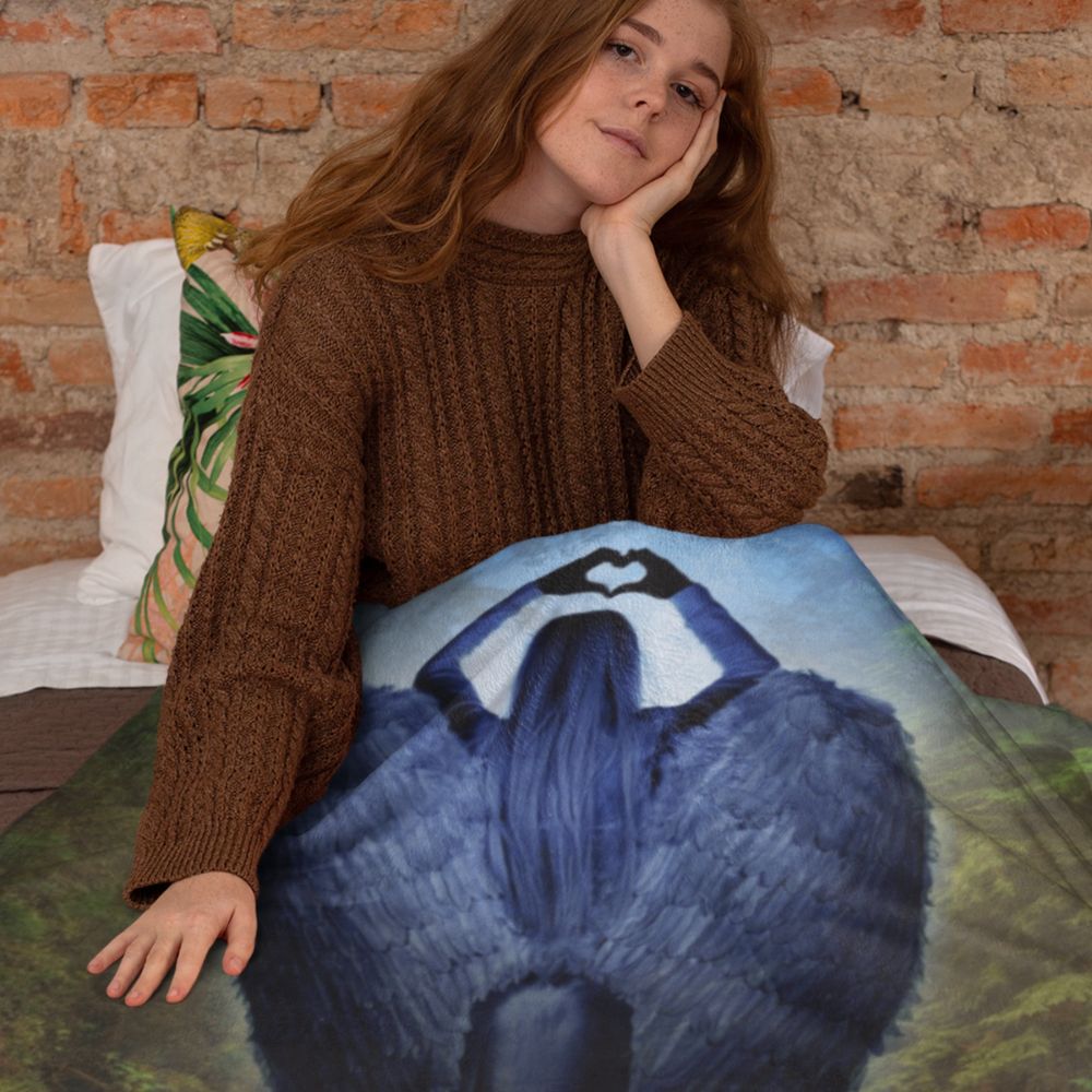 Loving Blue Angel Sherpa Blanket - 3 Sizes - Jesus Passion Apparel