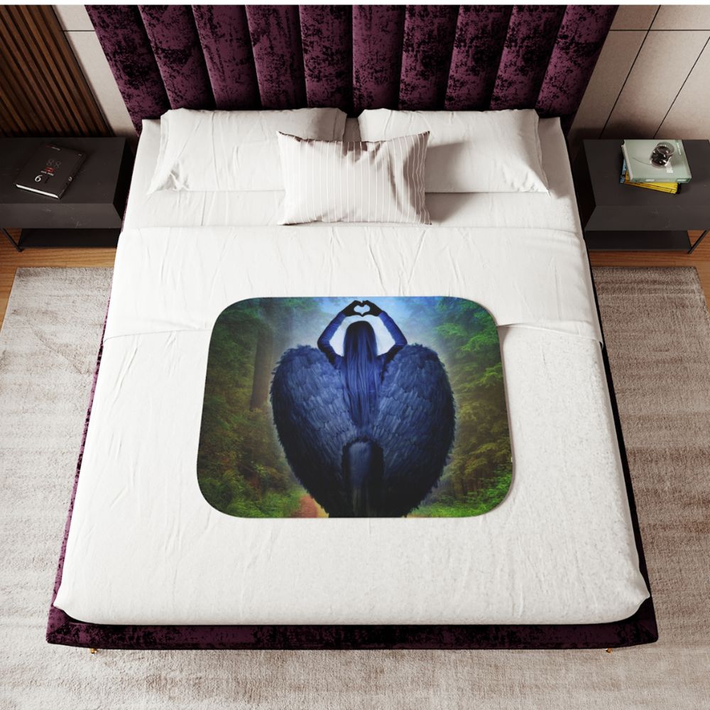Loving Blue Angel Sherpa Blanket - 3 Sizes - Jesus Passion Apparel