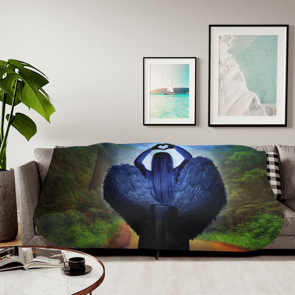 Loving Blue Angel Sherpa Blanket - 3 Sizes - Jesus Passion Apparel