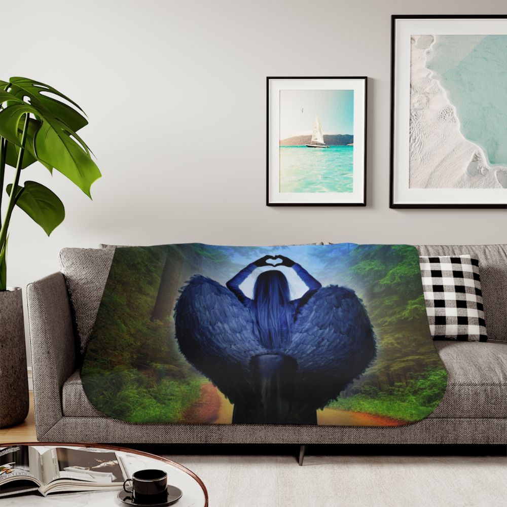 Loving Blue Angel Sherpa Blanket - 3 Sizes - Jesus Passion Apparel
