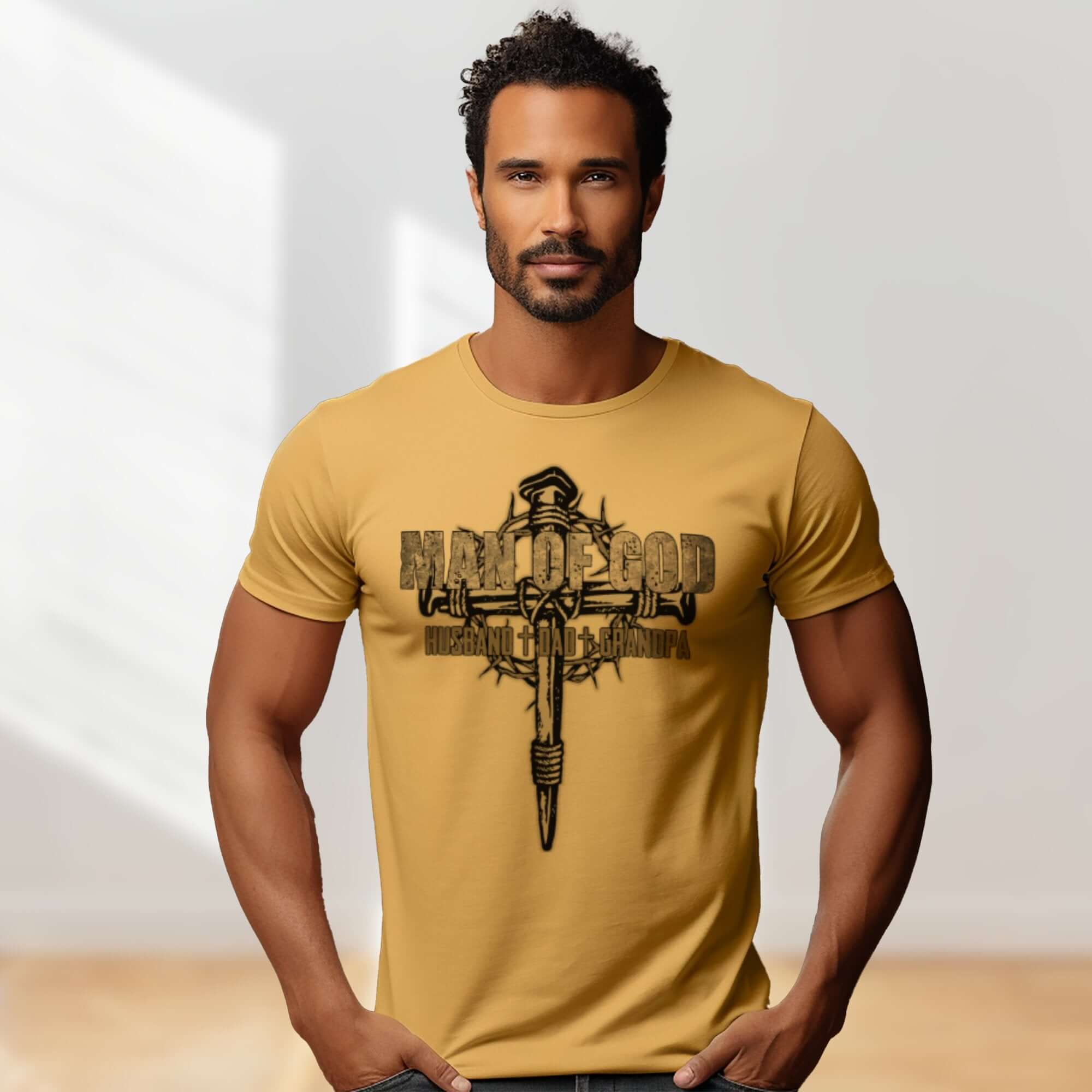 Man of God Husband Dad Grandpa Men's Jersey Short Sleeve Tee - Jesus Passion Apparel