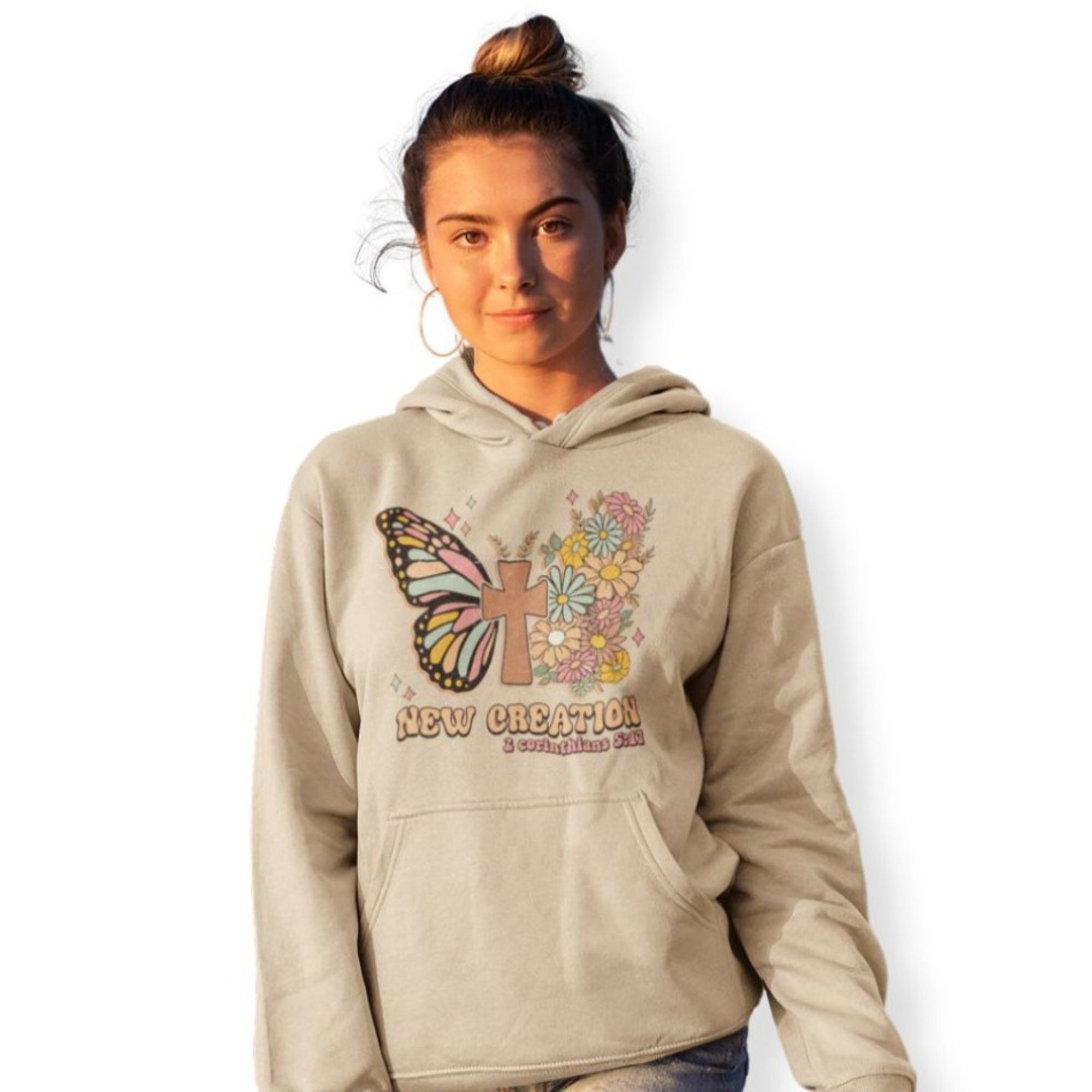 New Creation Butterfly Retro - Inspired Unisex - Fit Hoodie - Jesus Passion Apparel