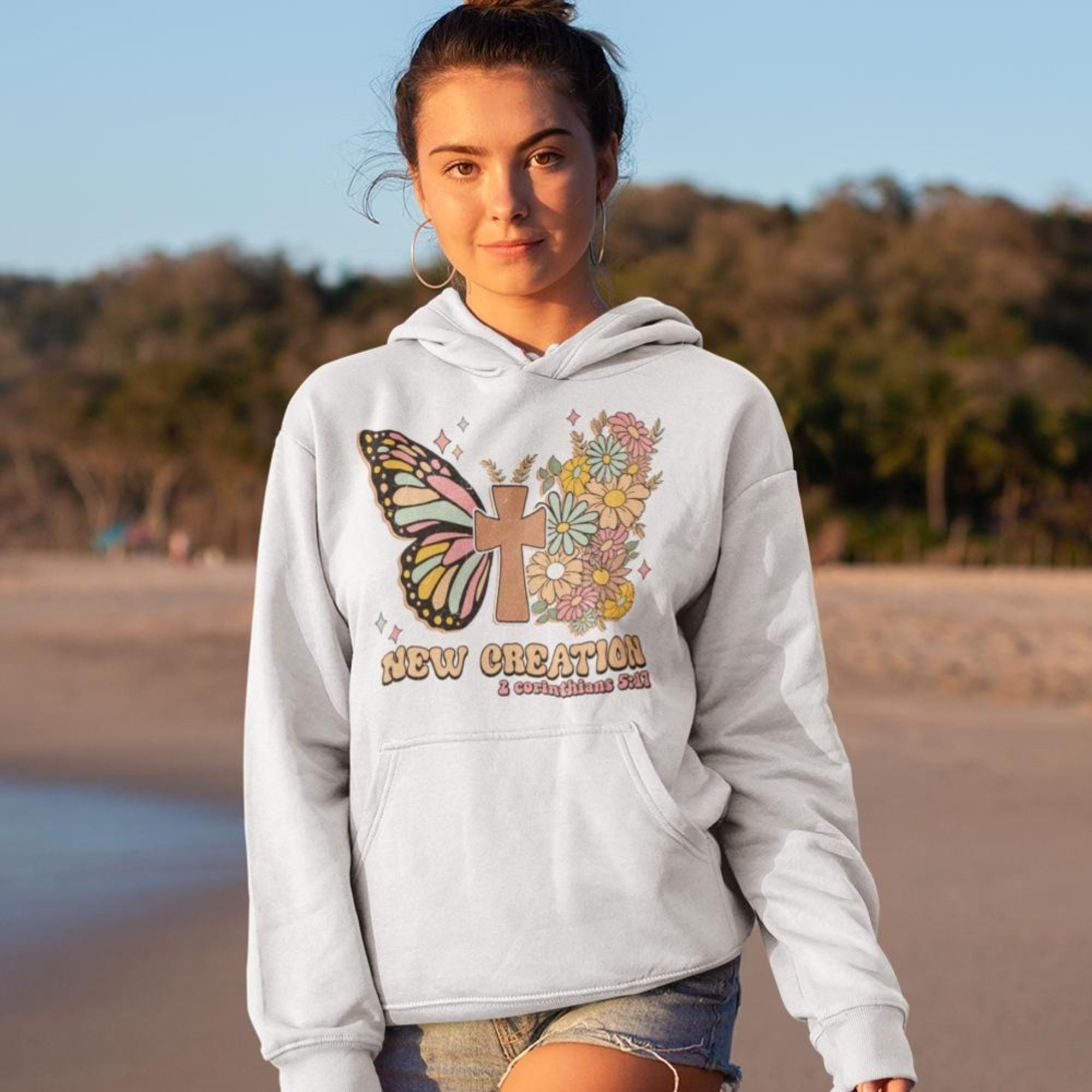 New Creation Butterfly Retro - Inspired Unisex - Fit Hoodie - Jesus Passion Apparel