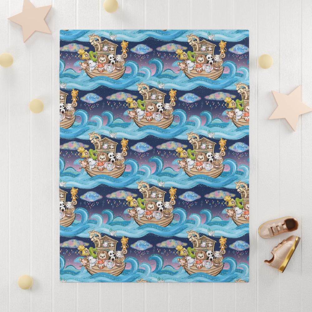 Noahs Ark - 40 Days and Nights Soft Fleece Baby Blanket - Jesus Passion Apparel