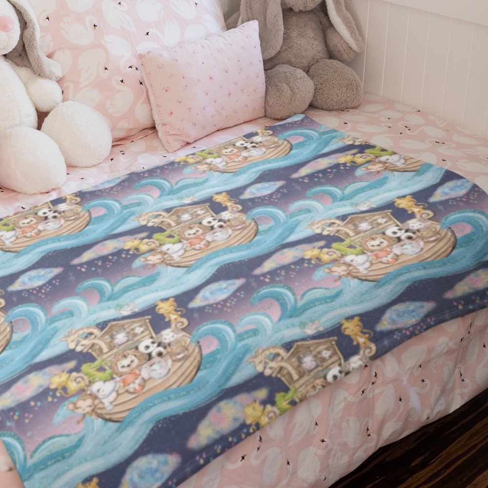 Noahs Ark - 40 Days and Nights Soft Fleece Baby Blanket - Jesus Passion Apparel