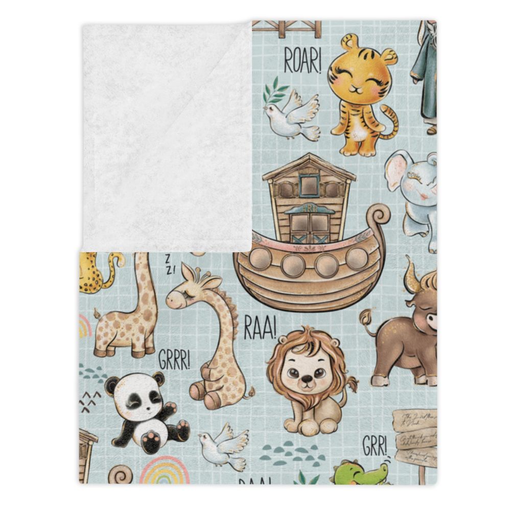 Noah's Ark Velveteen Minky Blanket - Jesus Passion Apparel