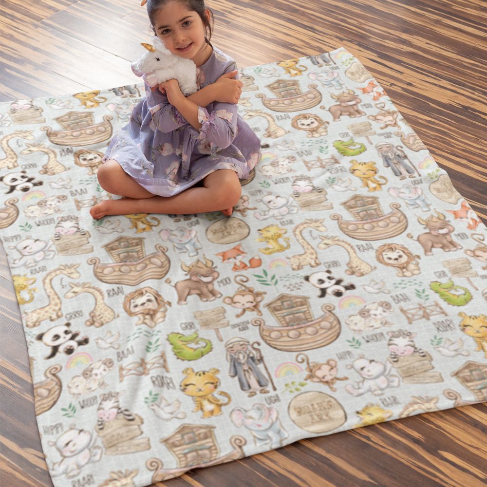 Noah's Ark Velveteen Minky Blanket - Jesus Passion Apparel