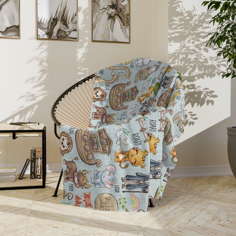 Noah's Ark Velveteen Minky Blanket - Jesus Passion Apparel
