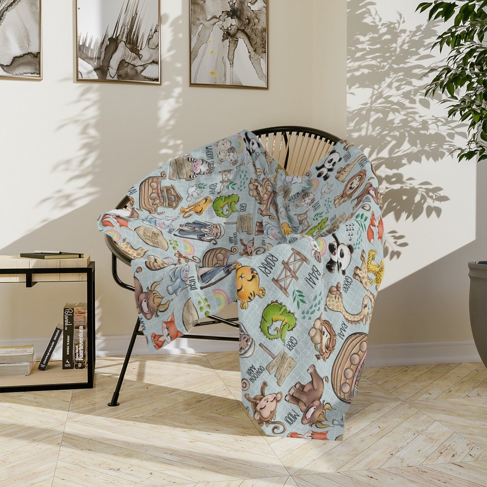 Noah's Ark Velveteen Minky Blanket - Jesus Passion Apparel