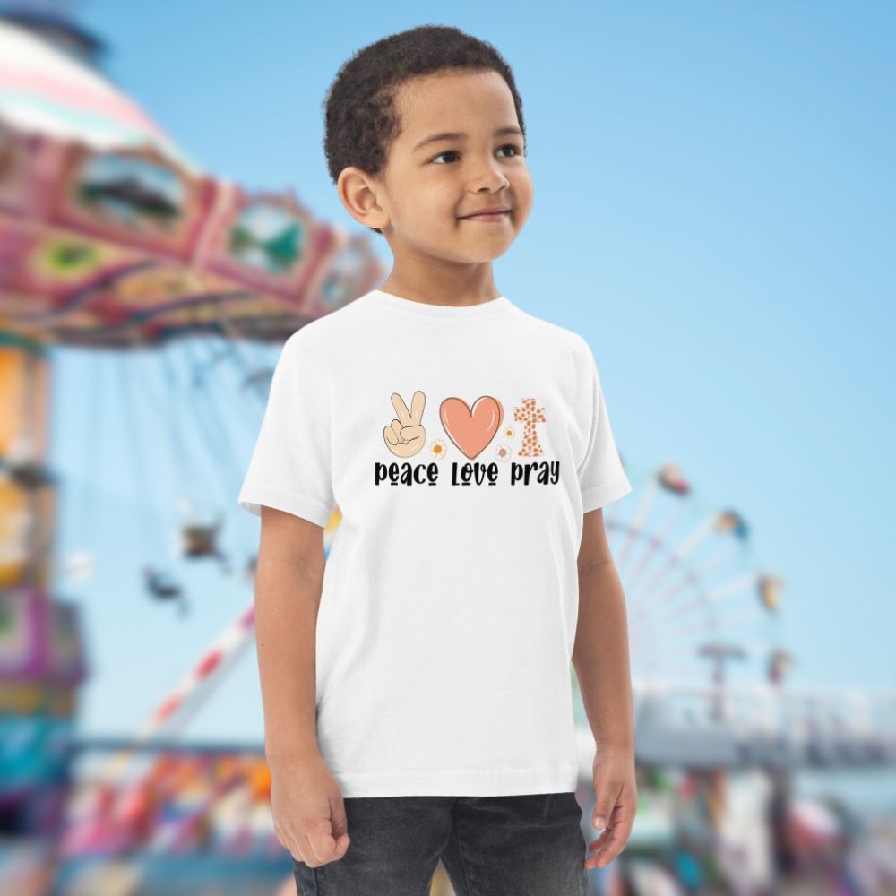 Peace Love Pray Toddler's Fine Jersey Tee - Jesus Passion Apparel