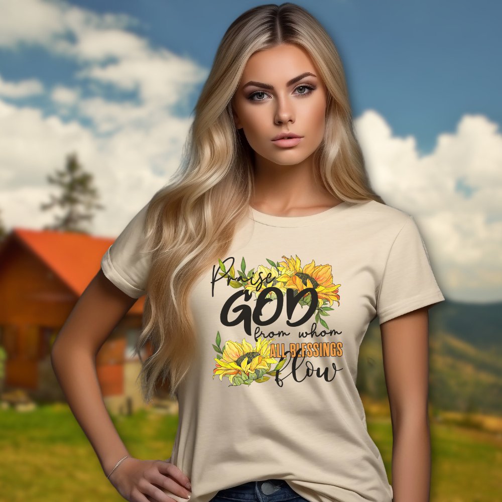 Praise God All Blessing Flow Jersey Short Sleeve T-Shirt - Jesus Passion Apparel