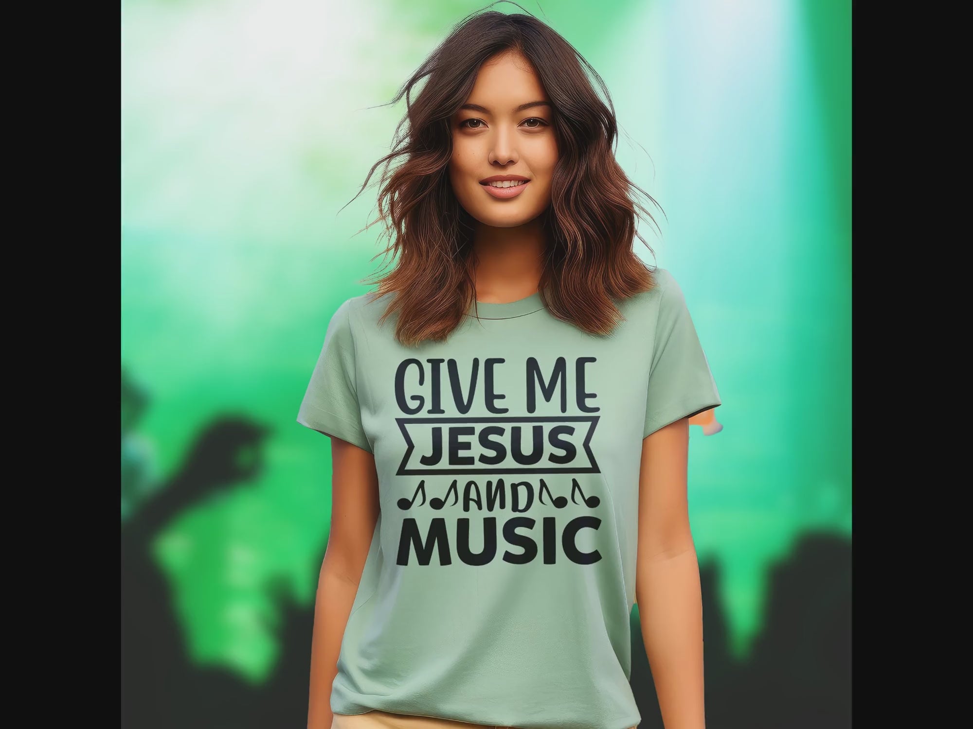 Give Me Jesus & Music Women's Jersey Short Sleeve T-Shirt Size: XS Color: Athletic Heather Jesus Passion Apparel