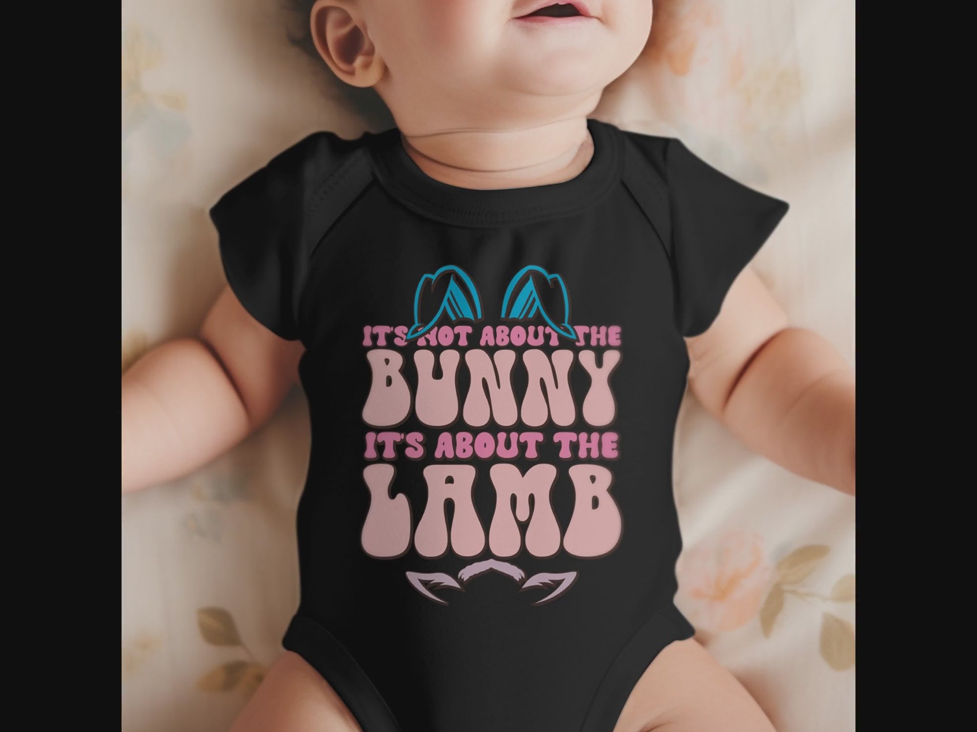 Not About the Bunny Infant Fine Jersey Bodysuit Size: 18mo Color: Navy Jesus Passion Apparel