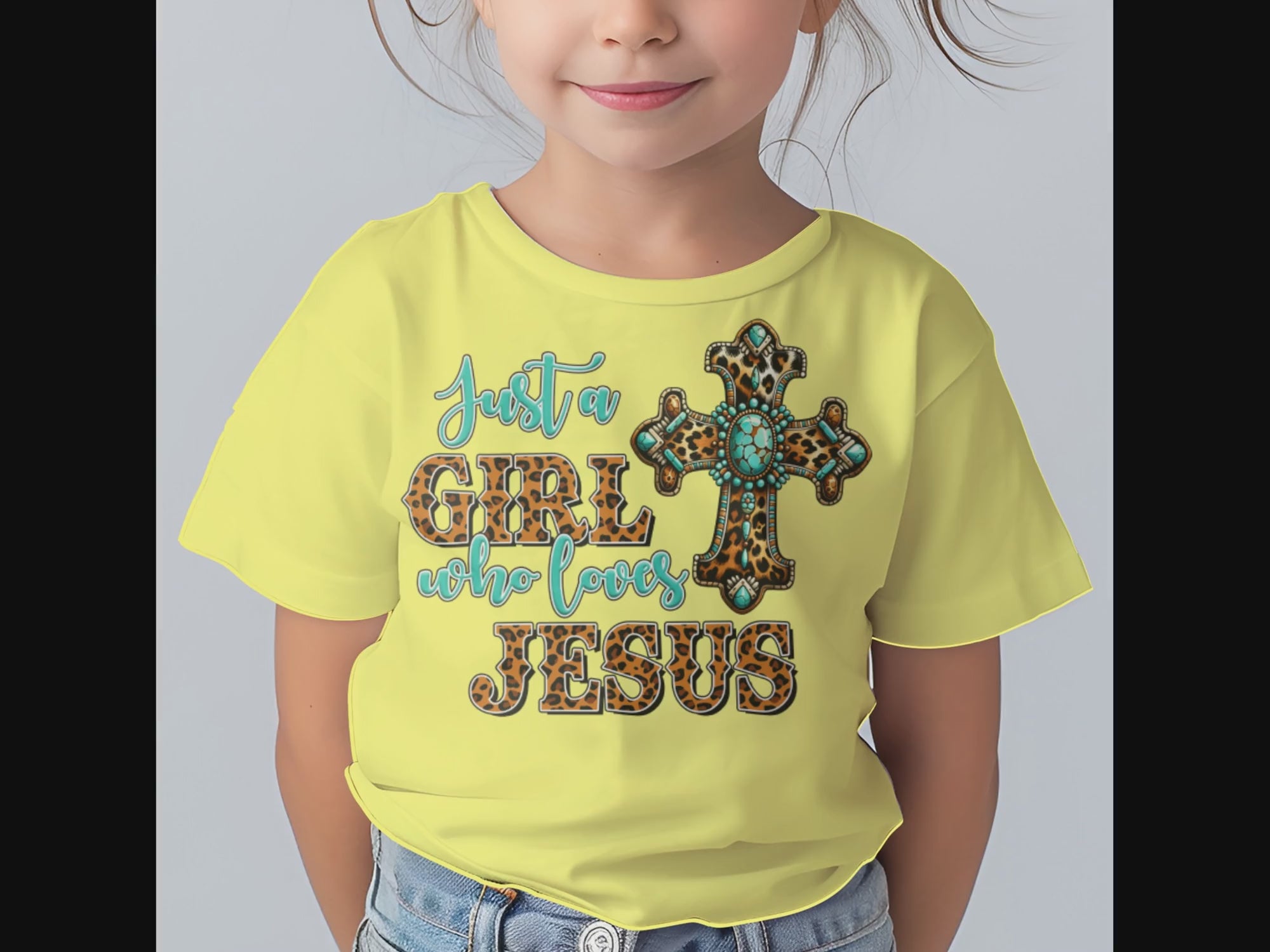 Just a Girl Who Loves Jesus Toddler Short Sleeve Tee Size: 5/6T Color: Heather Jesus Passion Apparel