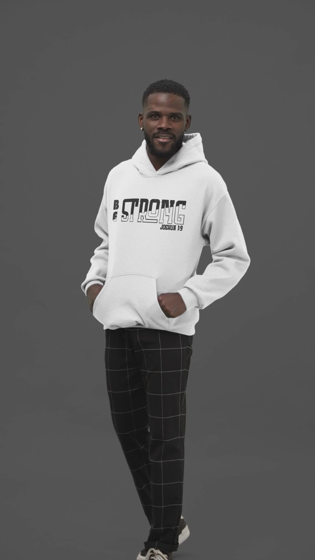 Be Strong and Courageous Men's Heavy Blend™ Hoodie Color: White Size: S Jesus Passion Apparel