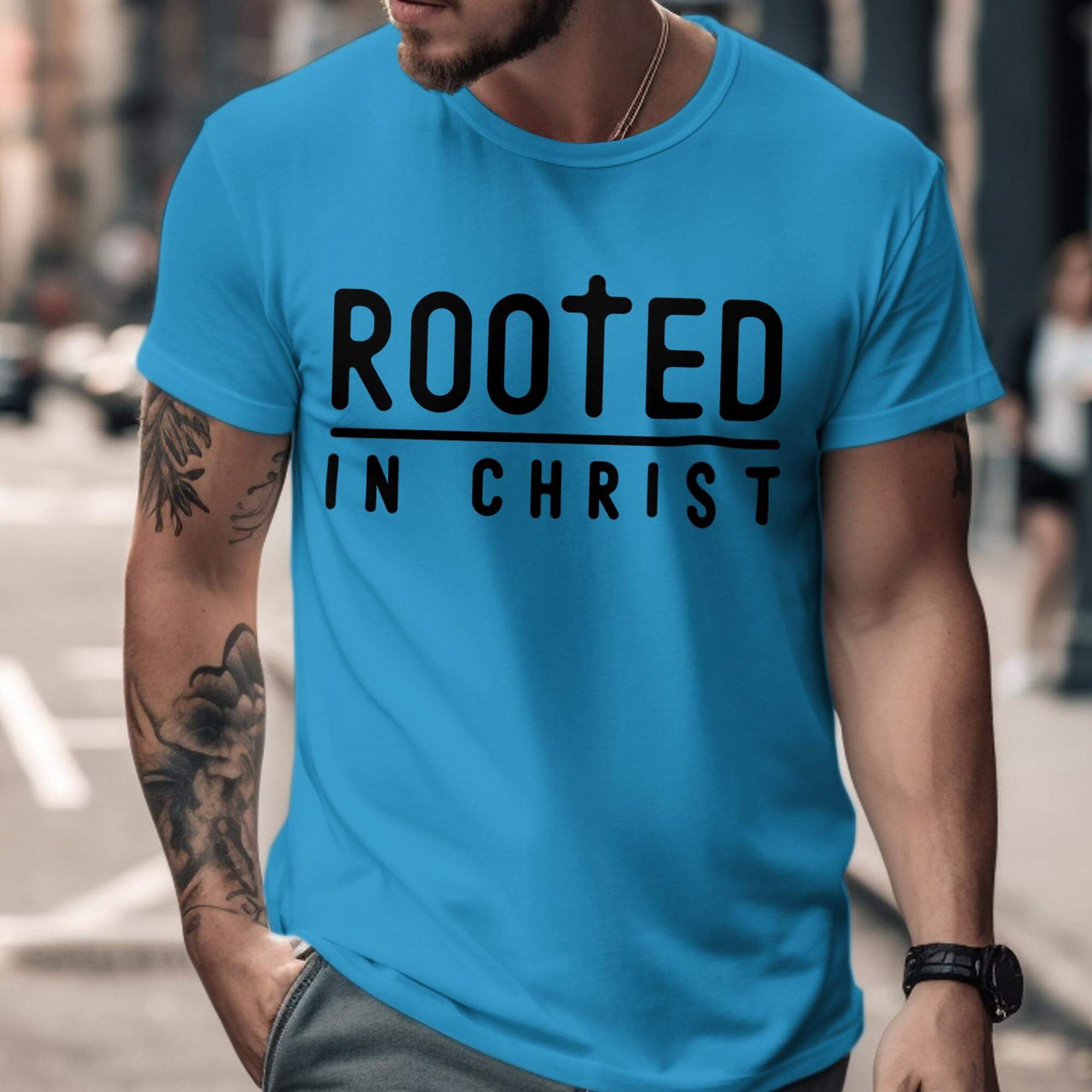 Rooted in Christ Men's Jersey Short Sleeve Tee - Jesus Passion Apparel