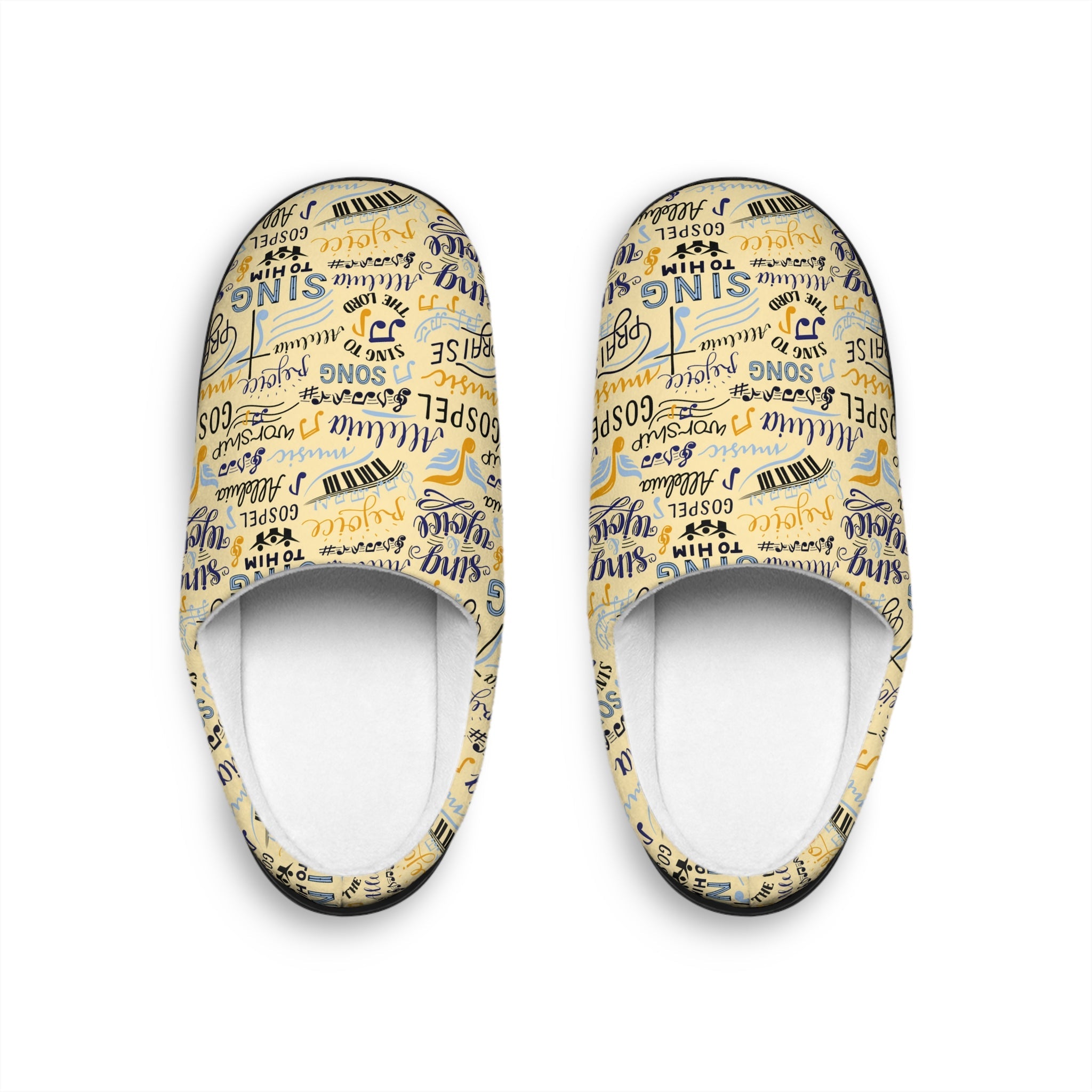 Sing To Him Alleluia Women's Yellow Indoor Slippers - Matching Pajama Set and Lounge / Pajama Pants Available - Jesus Passion Apparel