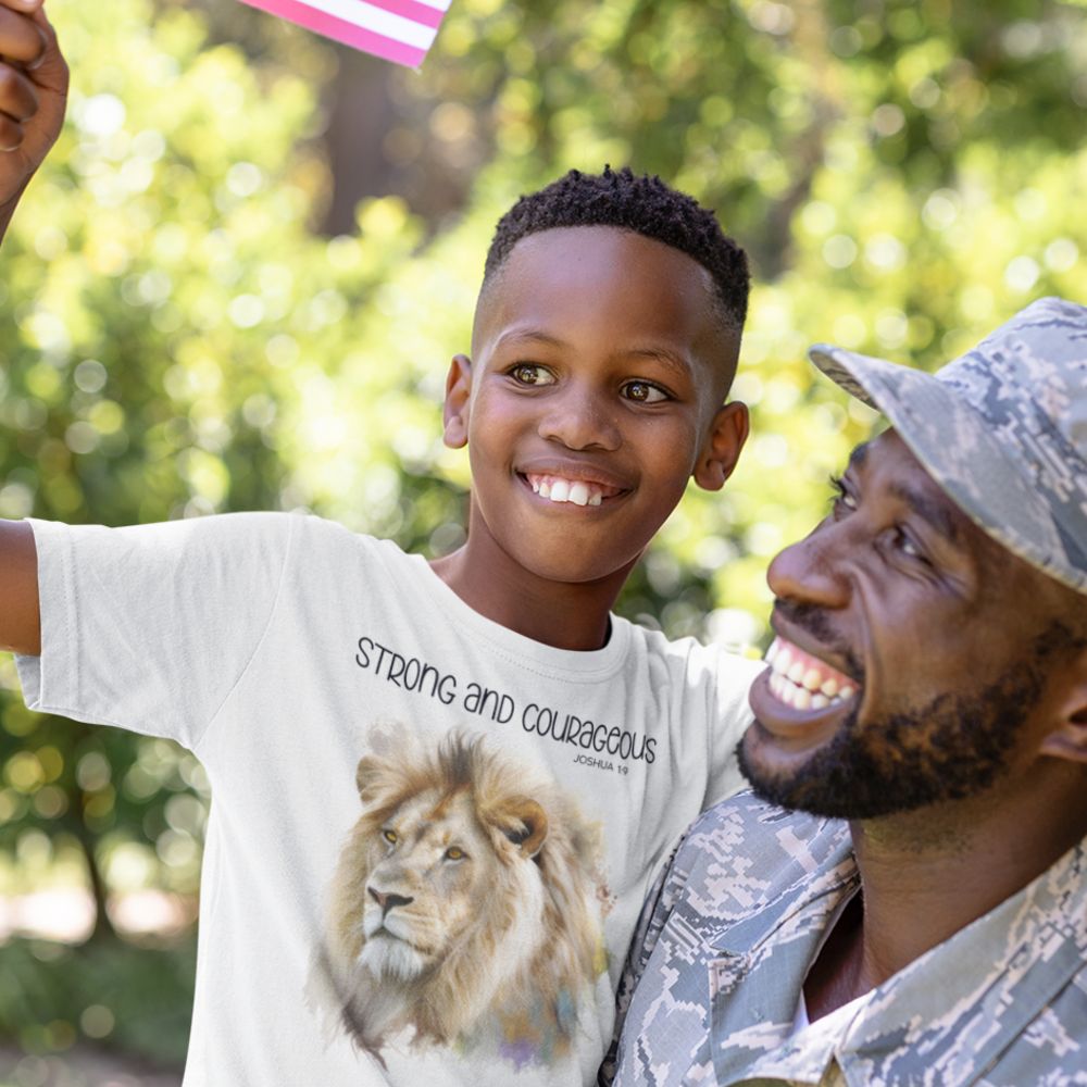 Strong and Courageous Youth Relaxed - Fit T-Shirt - Jesus Passion Apparel