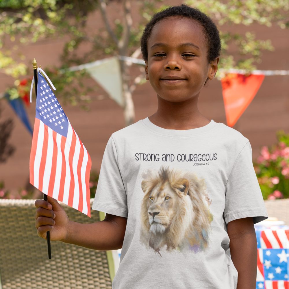 Strong and Courageous Youth Relaxed - Fit T-Shirt - Jesus Passion Apparel