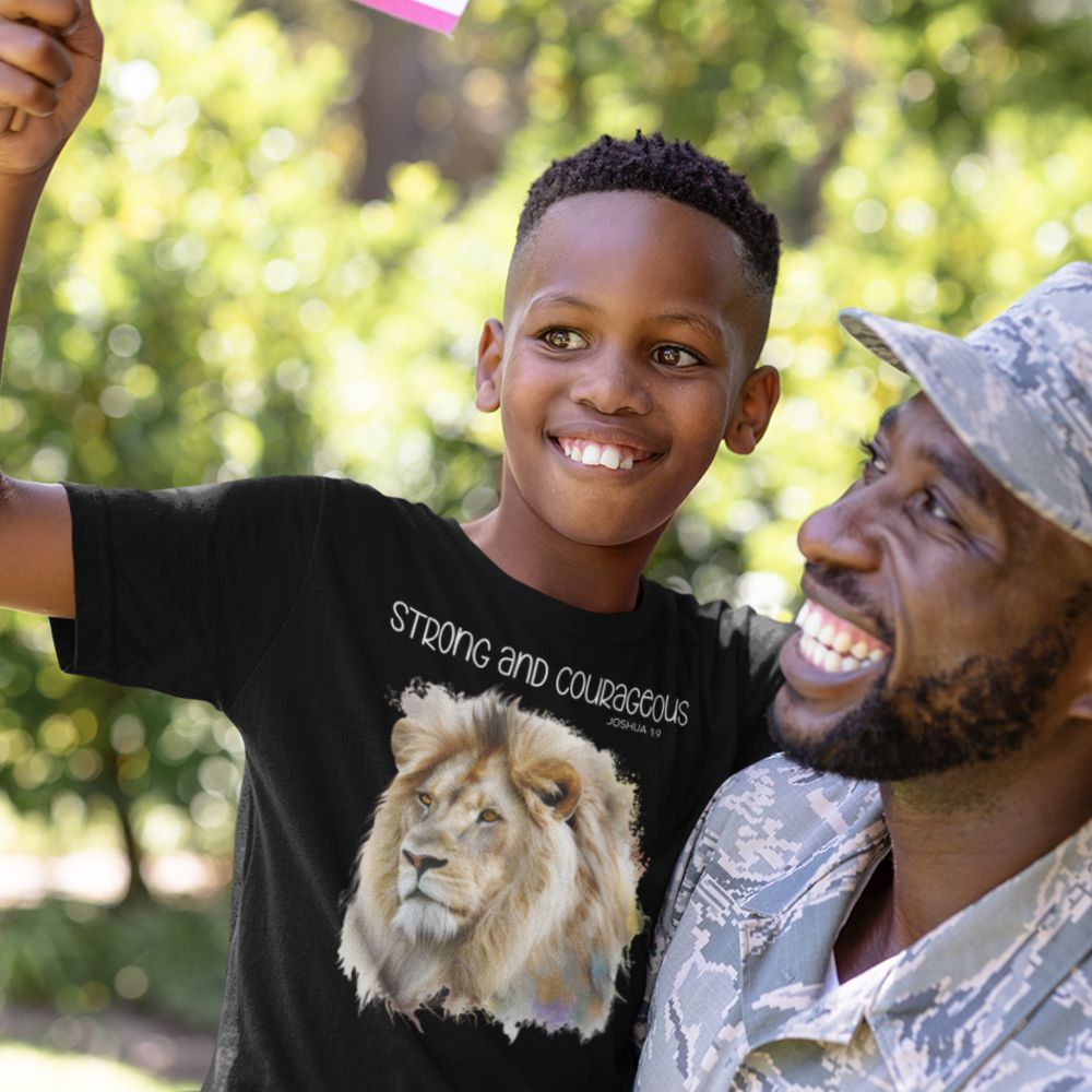 Strong and Courageous Youth Relaxed - Fit T-Shirt - Jesus Passion Apparel