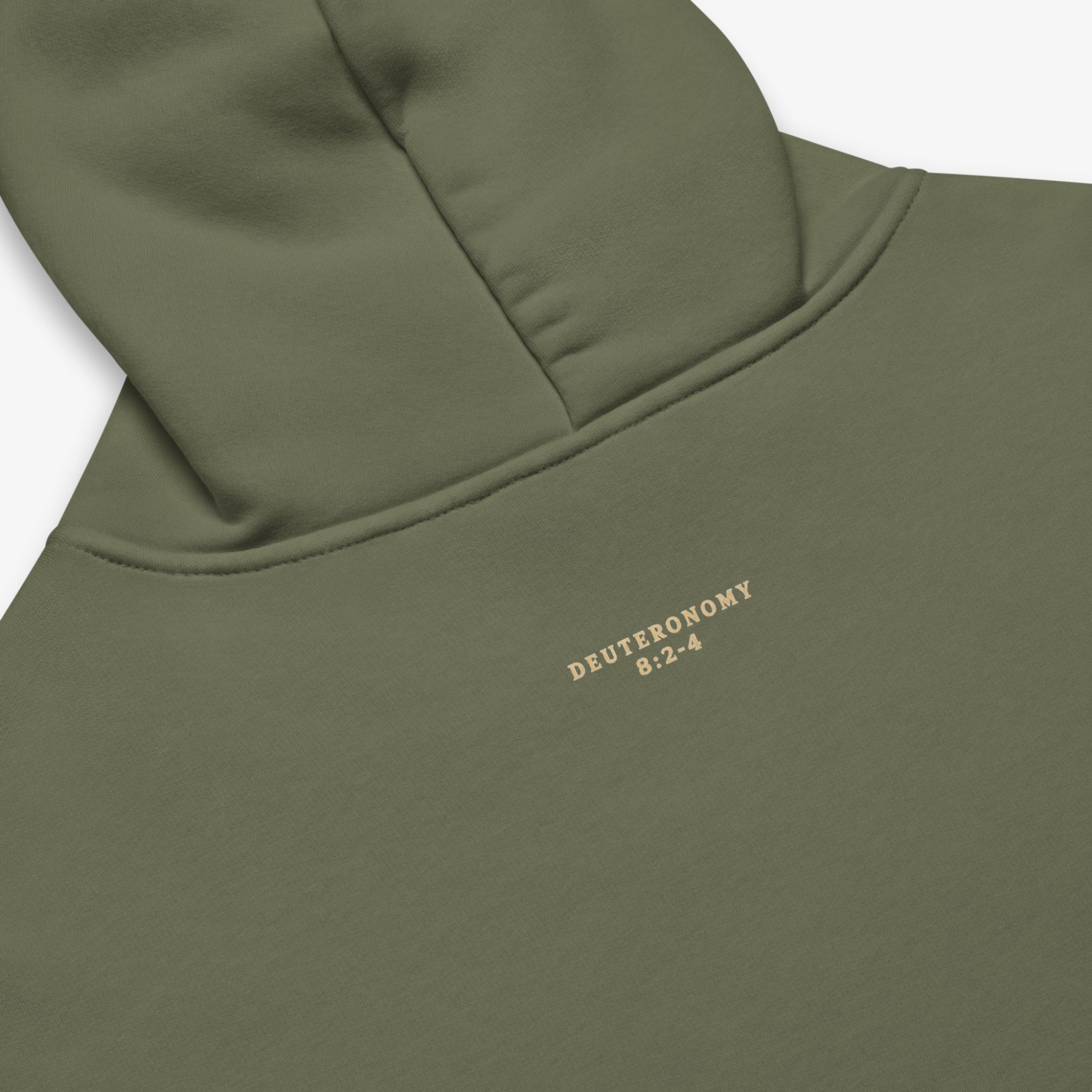 Green hoodie with a logo on the chest against a white background